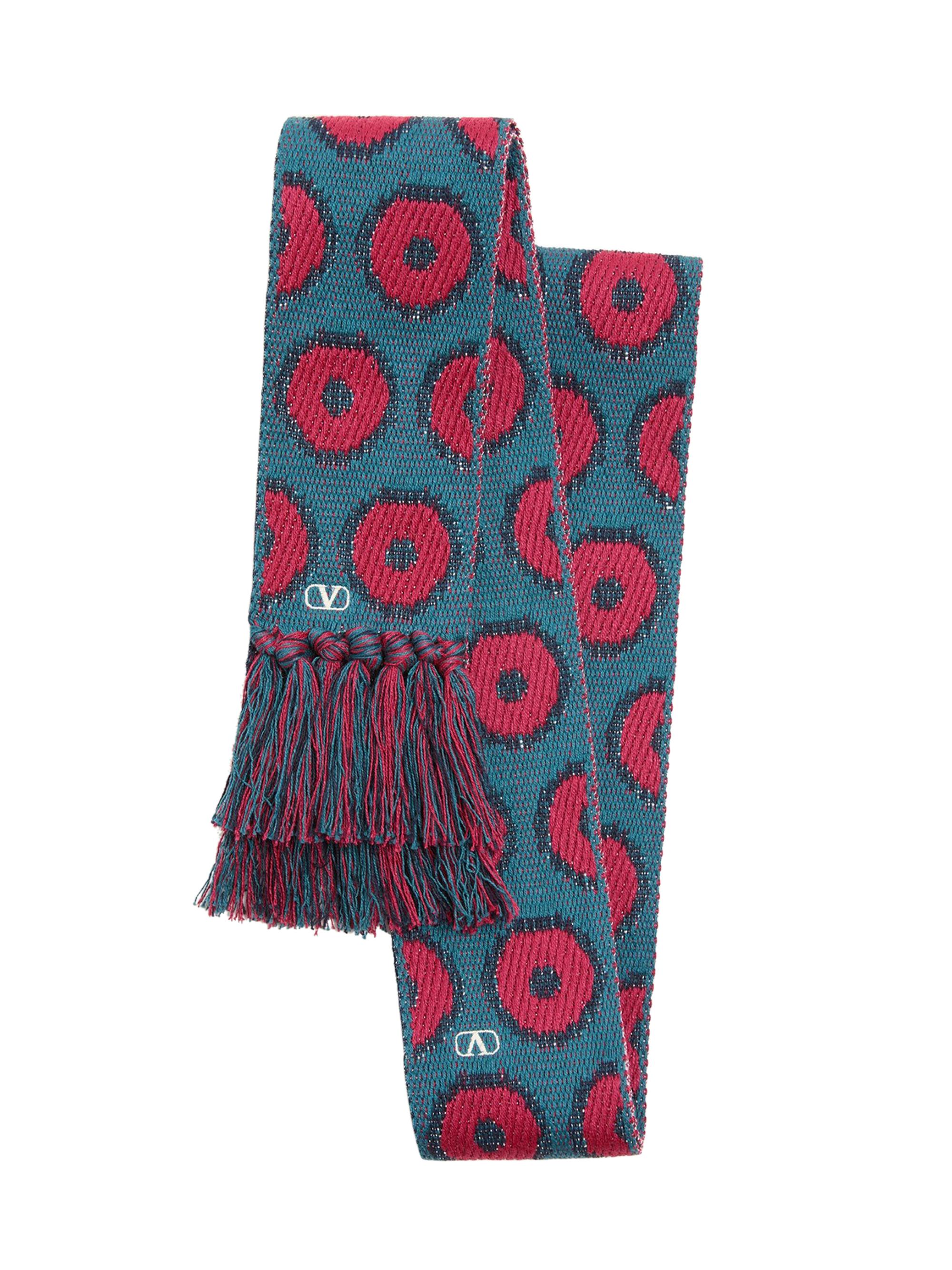 Valentino Garavani Men's Antibes Cotton Scarf with Fringe - Red Blue