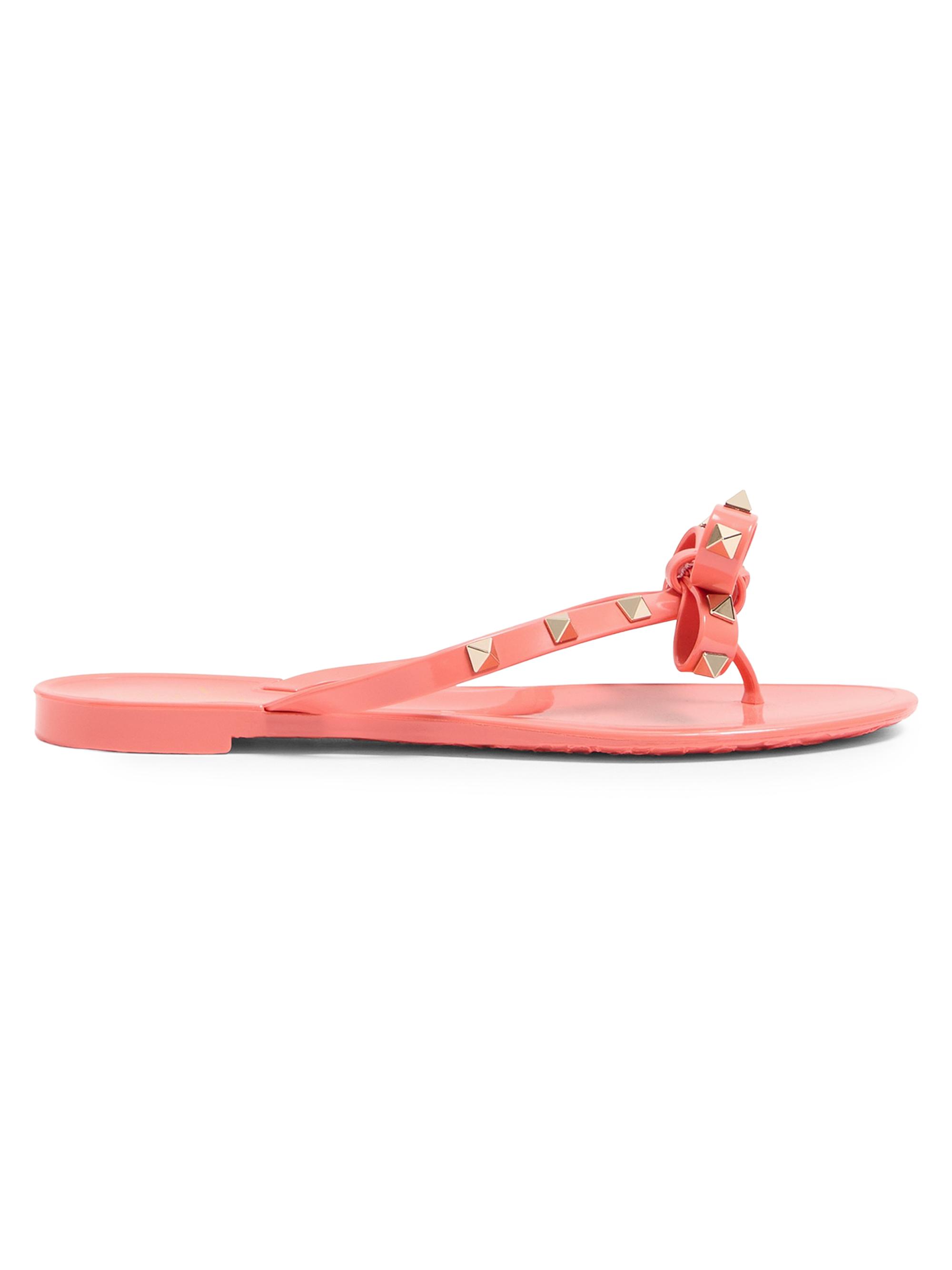Valentino Garavani Women's Rockstud Rubber Slippers - Coral