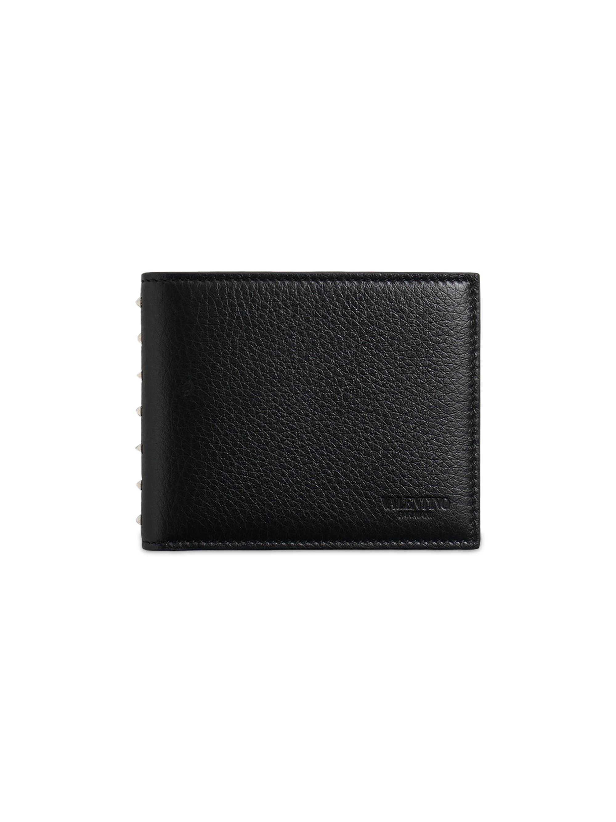 Valentino Garavani Men's Rockstud Wallet in Grainy Calfskin - Black