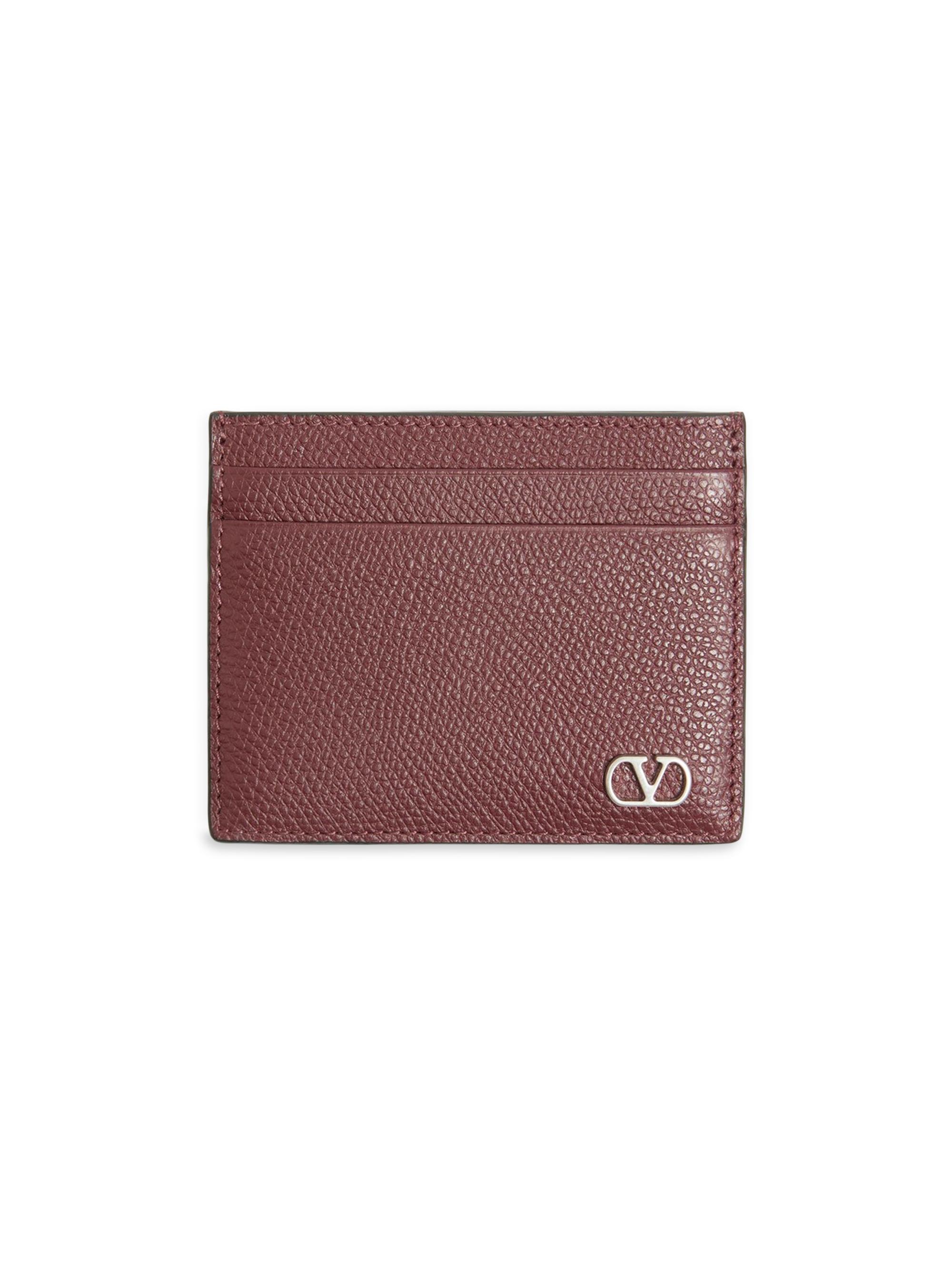 Valentino Garavani Men's VLogo Signature Cardholder in Grainy Calfskin - Rosewood