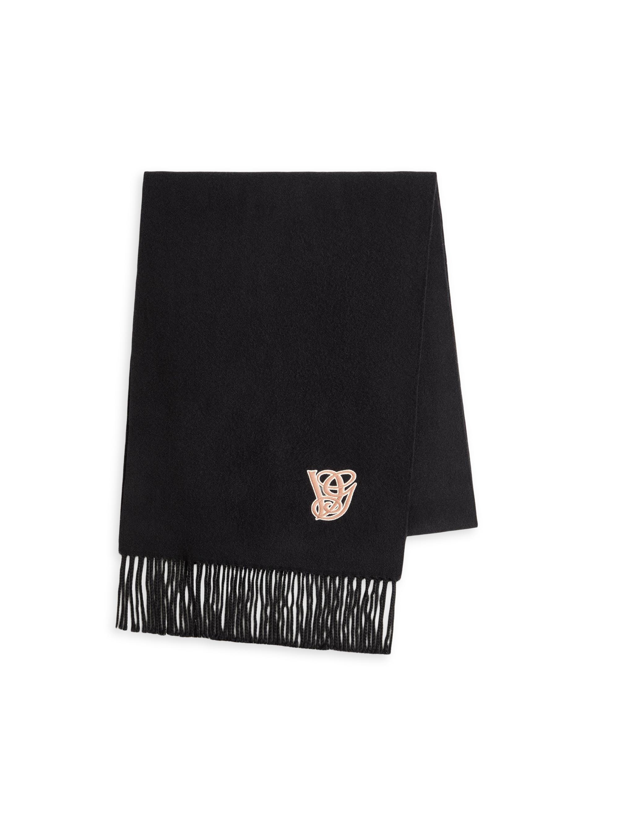 Valentino Garavani Men's Embroidered Wool and Cashmere Scarf - Black