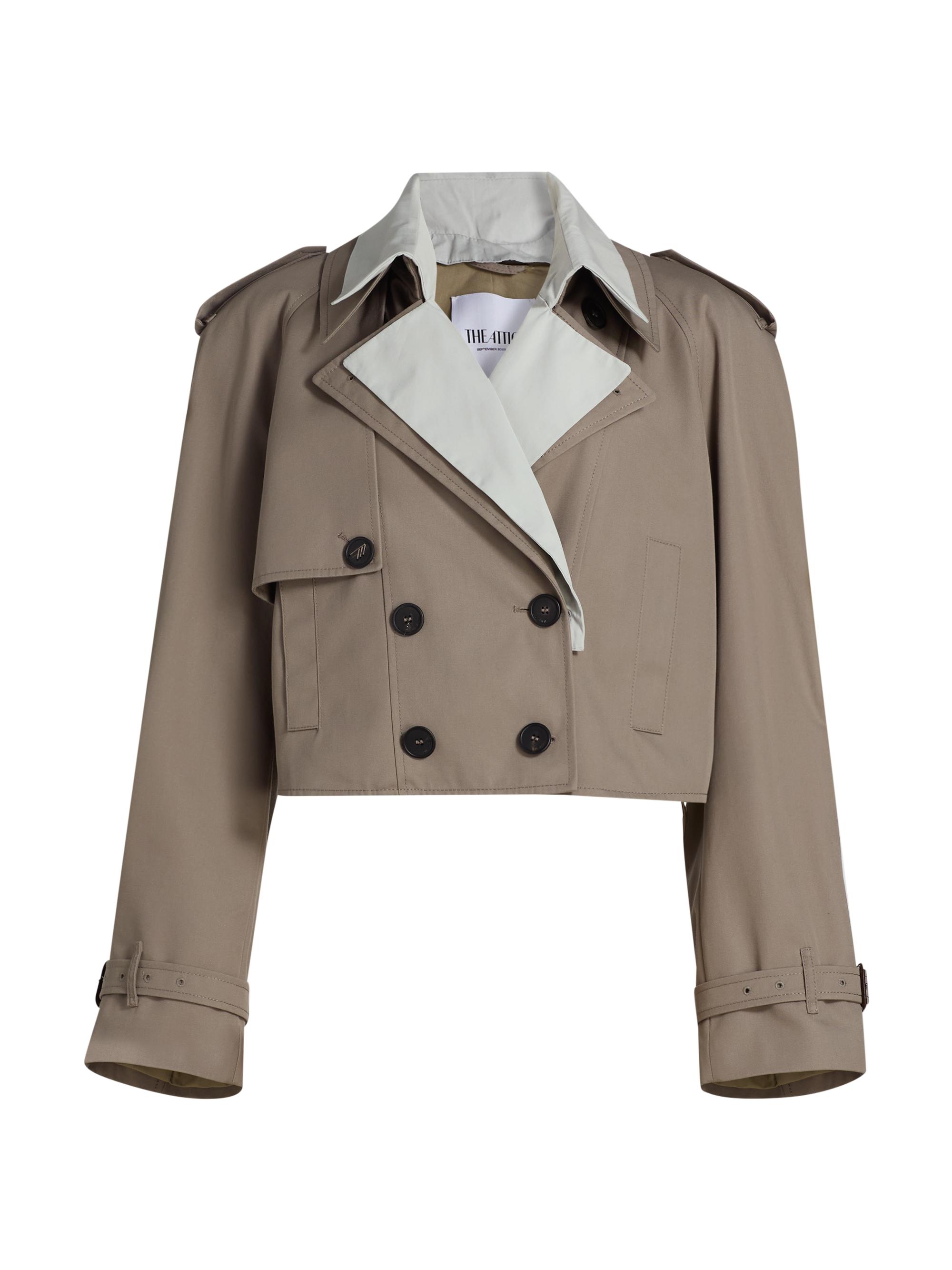 The Attico Women's Double-Breasted Blouson Jacket - Taupe Grey