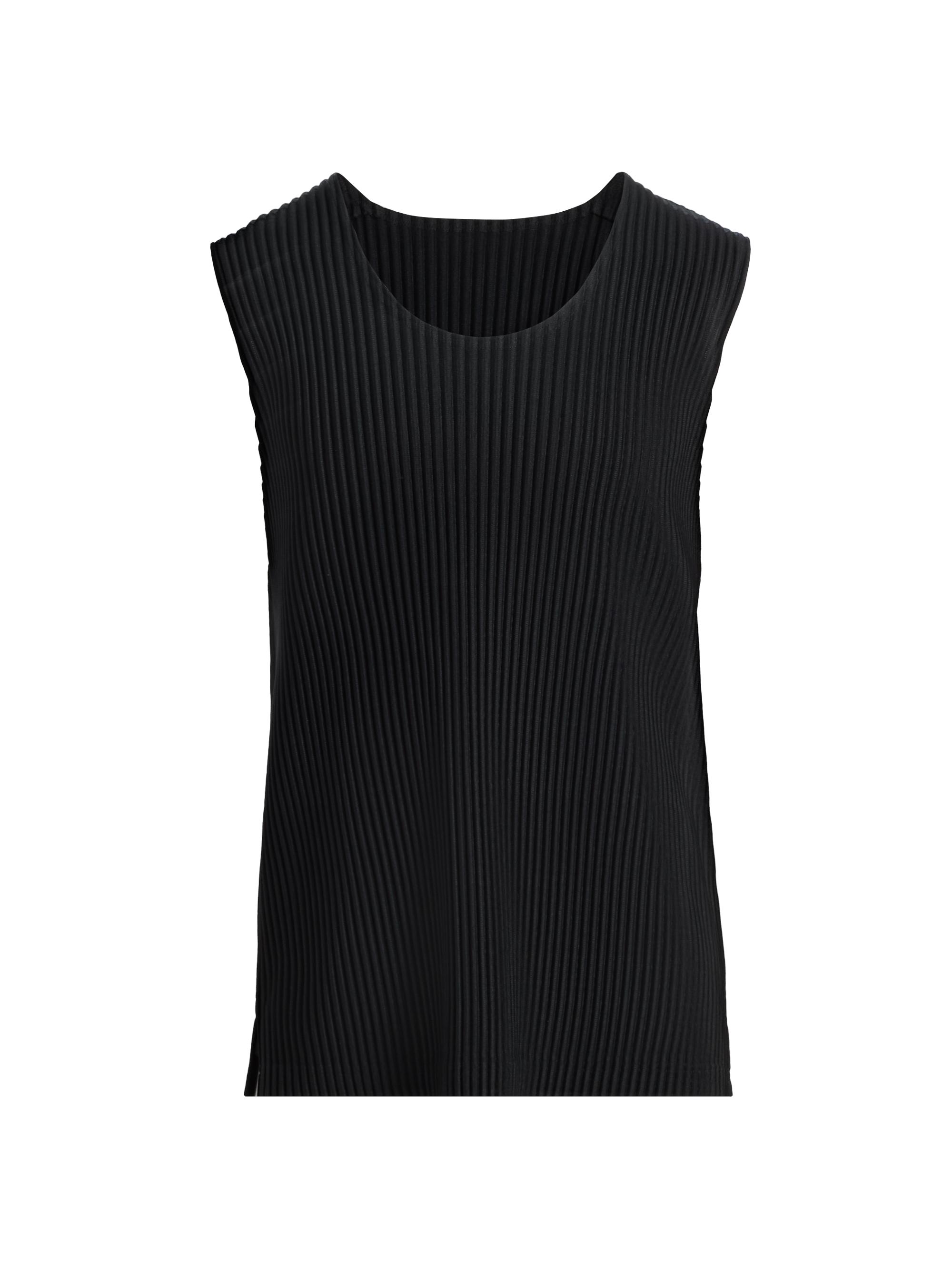 Homme Plissé Issey Miyake Men's June Pleated Slim Tank - Black