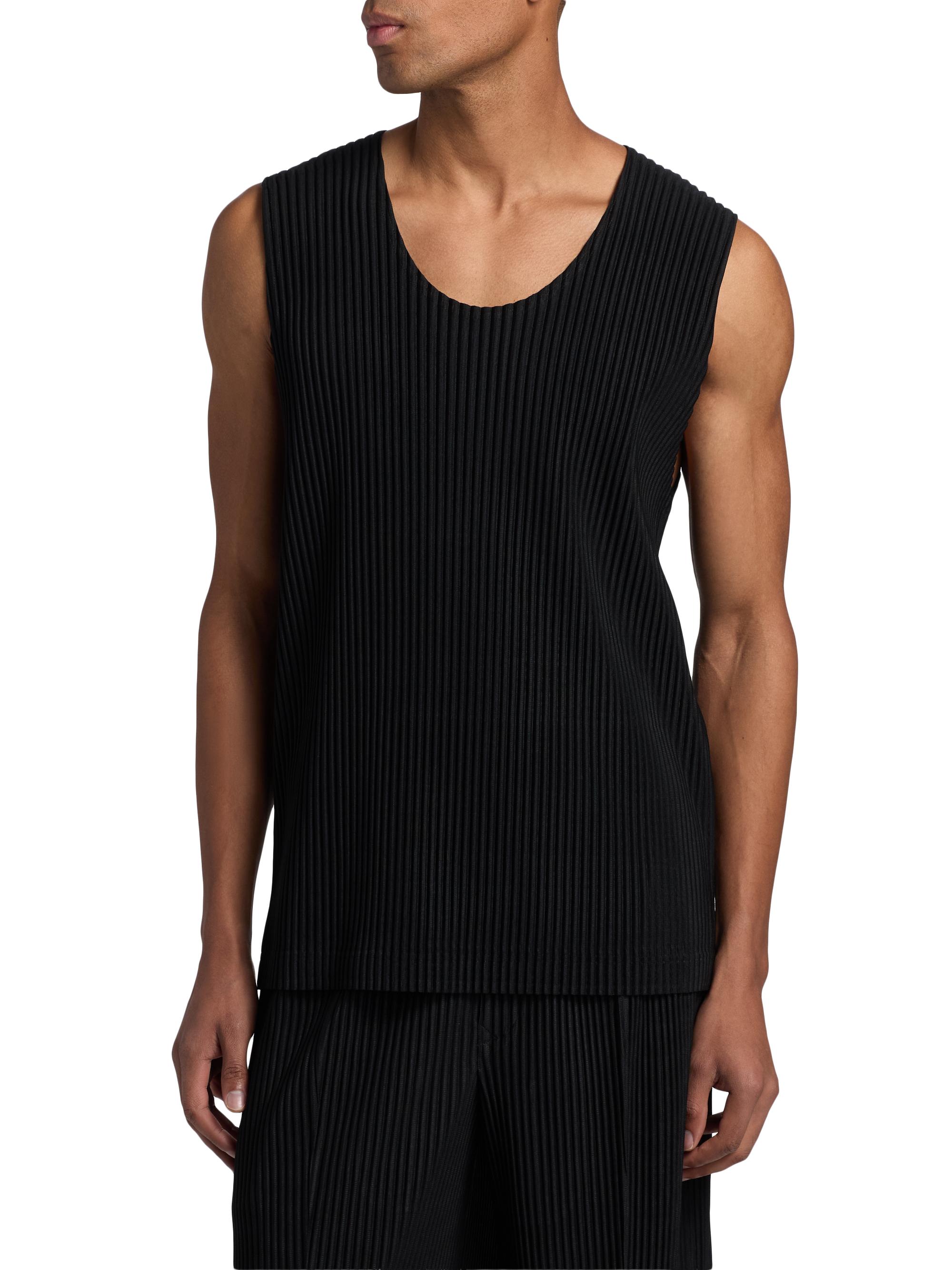Homme Plissé Issey Miyake Men's June Pleated Slim Tank - Black | Thumbnail 3
