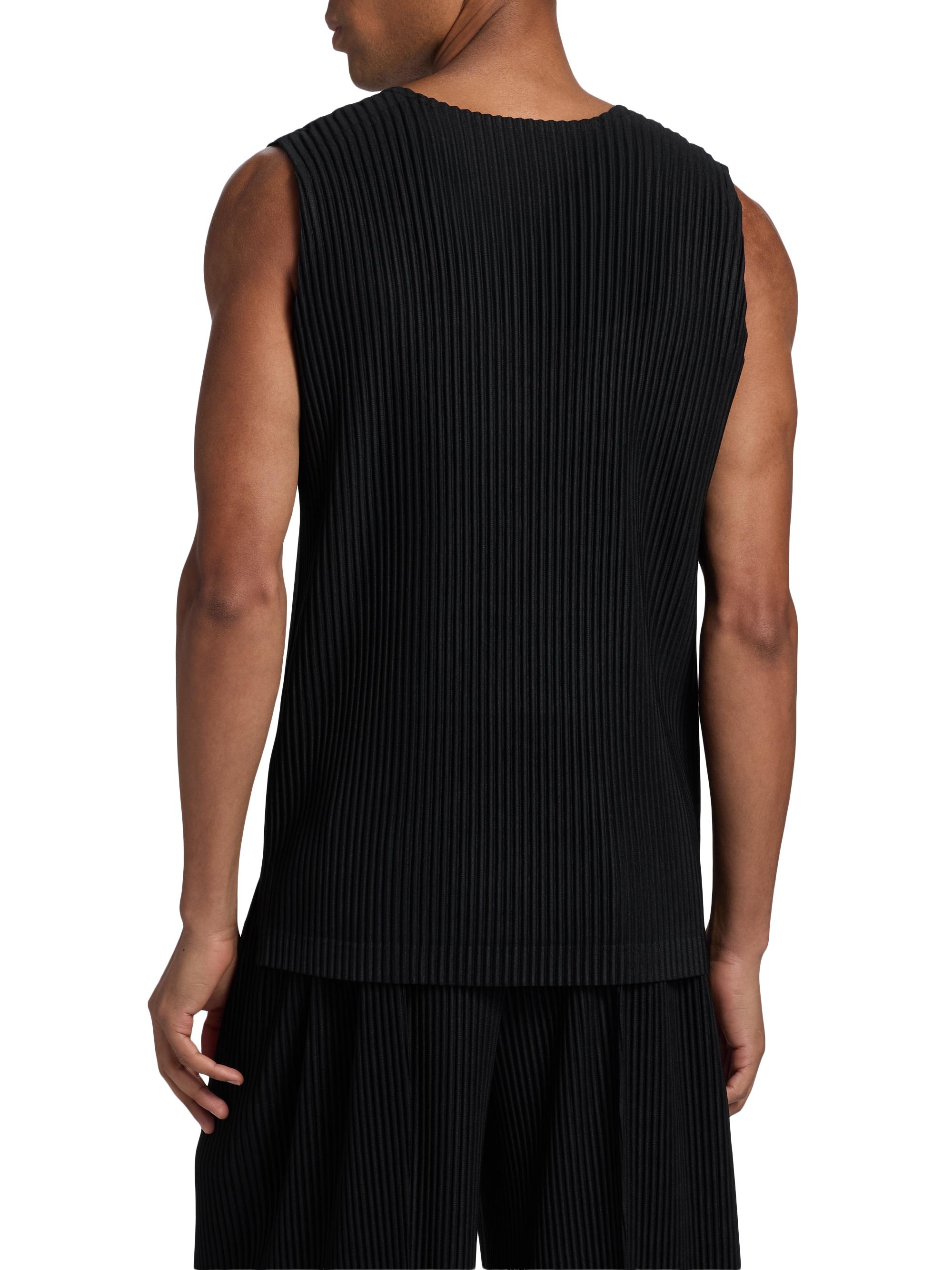 Homme Plissé Issey Miyake Men's June Pleated Slim Tank - Black | Thumbnail 5