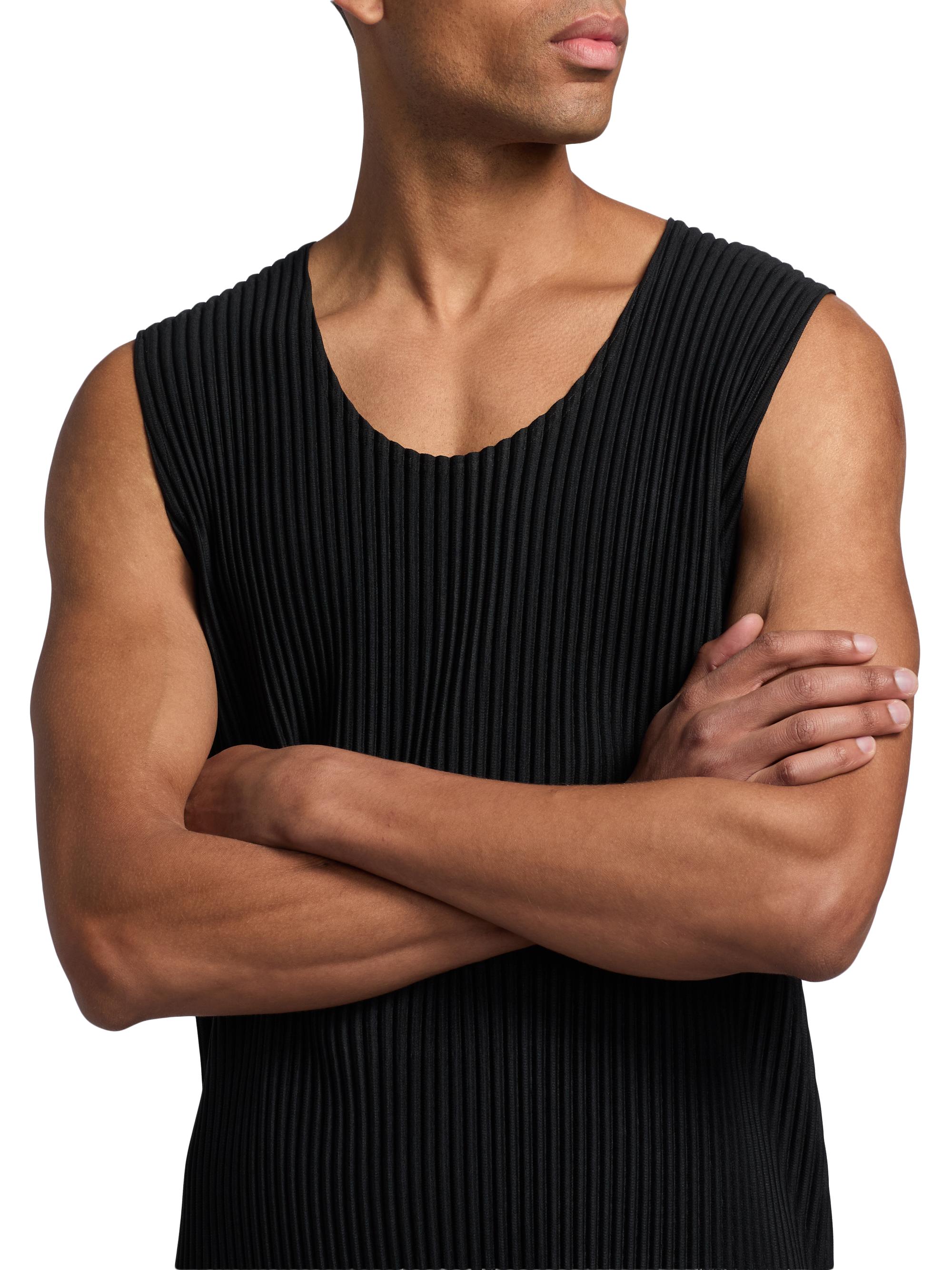 Homme Plissé Issey Miyake Men's June Pleated Slim Tank - Black | Thumbnail 6