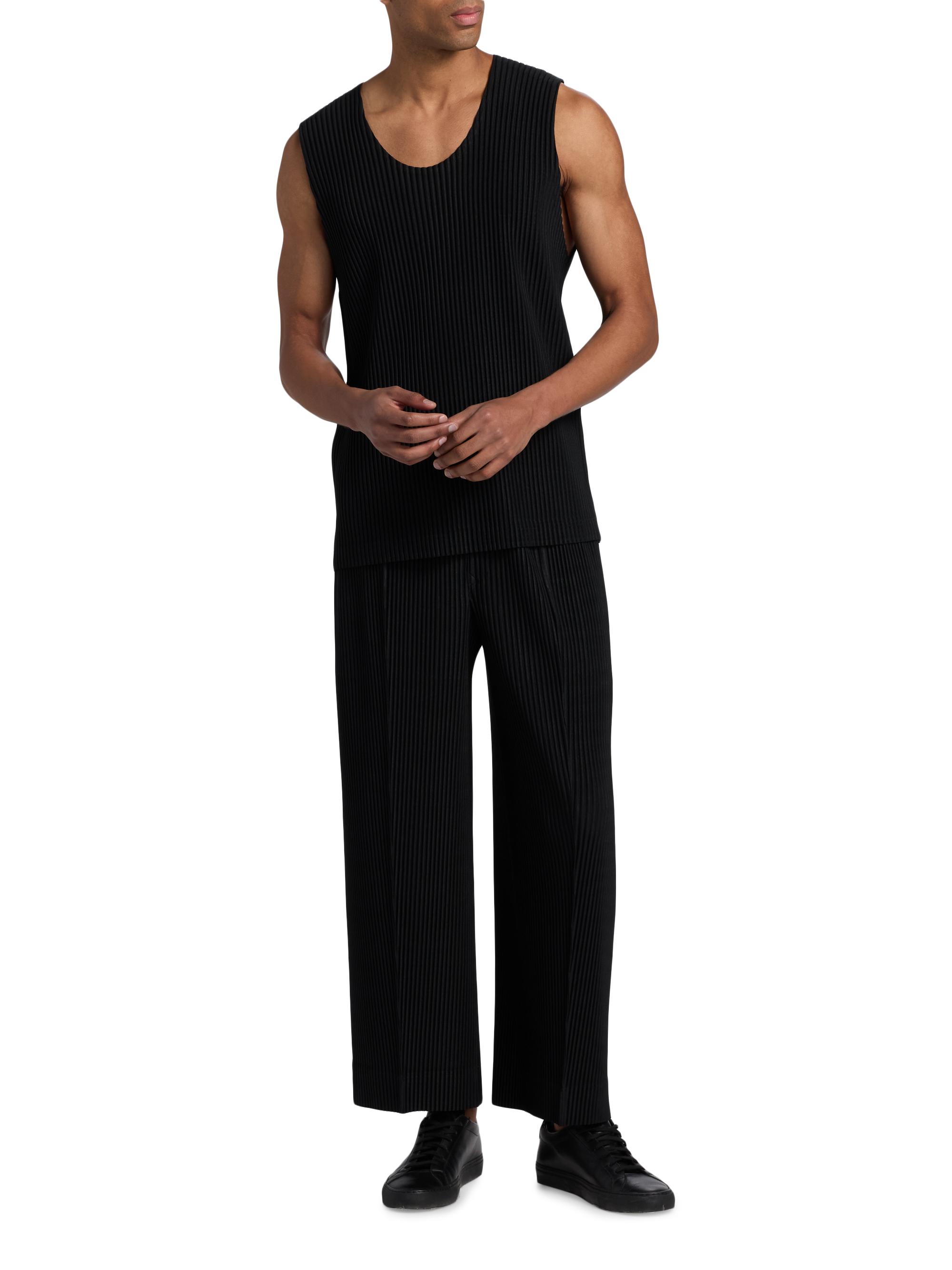 Homme Plissé Issey Miyake Men's June Pleated Slim Tank - Black | Thumbnail 2