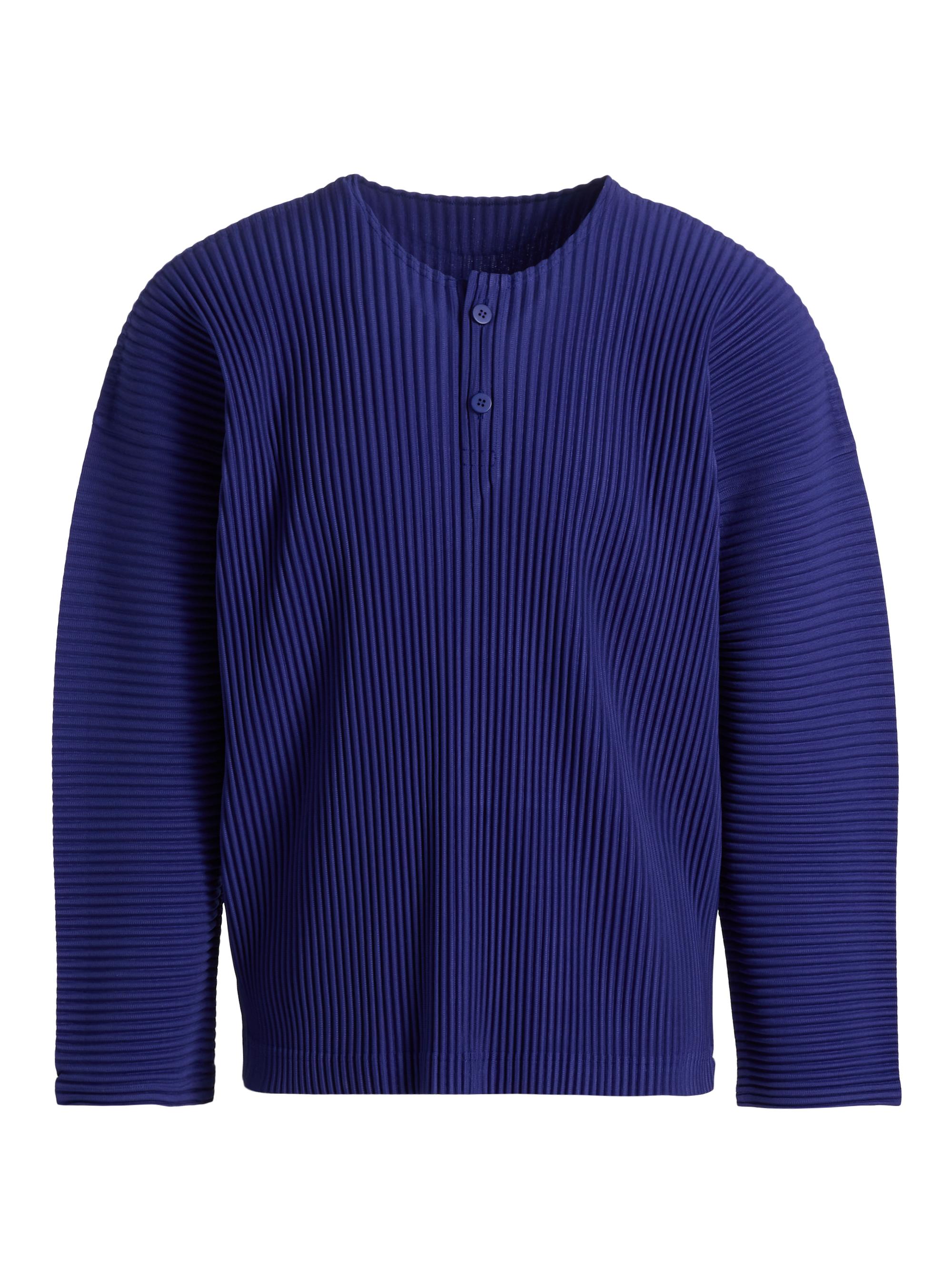Homme Plissé Issey Miyake Men's Monthly Colors: February Henley Top - Blue