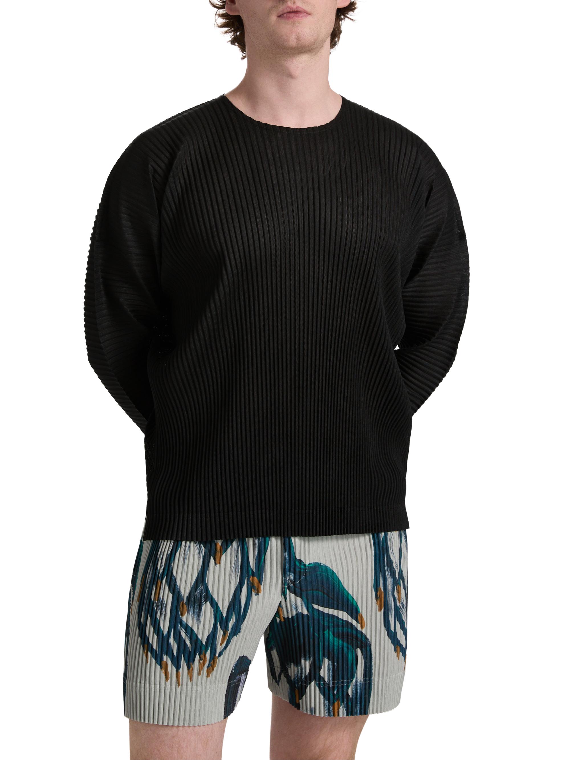 Homme Plissé Issey Miyake Men's Agave Mesh Pleated Top - Black | Thumbnail 3