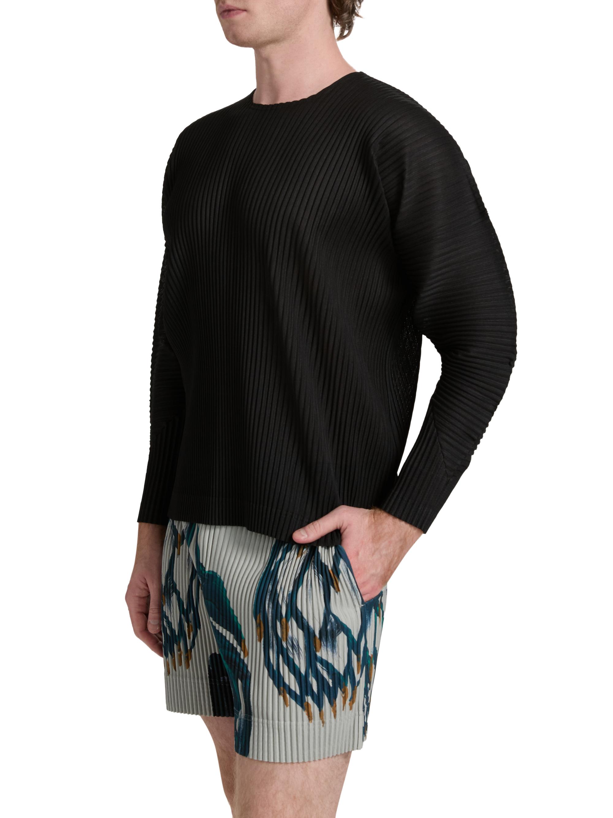 Homme Plissé Issey Miyake Men's Agave Mesh Pleated Top - Black | Thumbnail 4