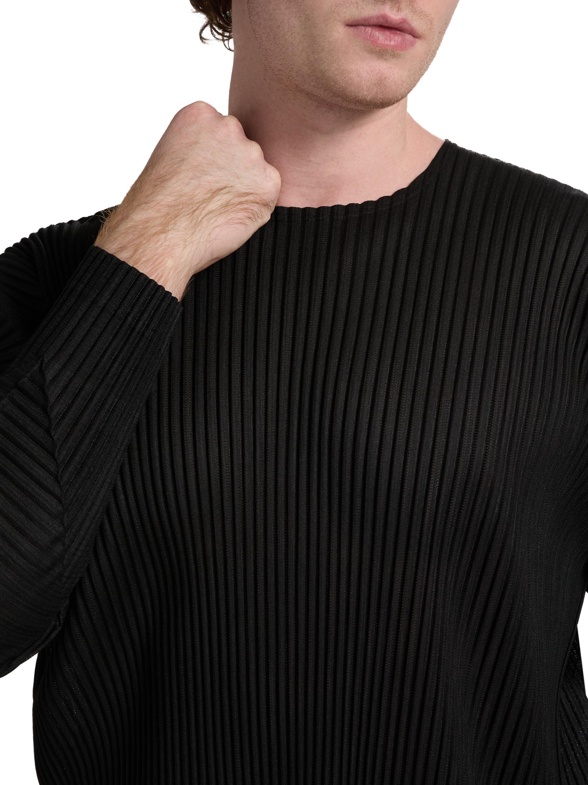 Homme Plissé Issey Miyake Men's Agave Mesh Pleated Top - Black | Thumbnail 6