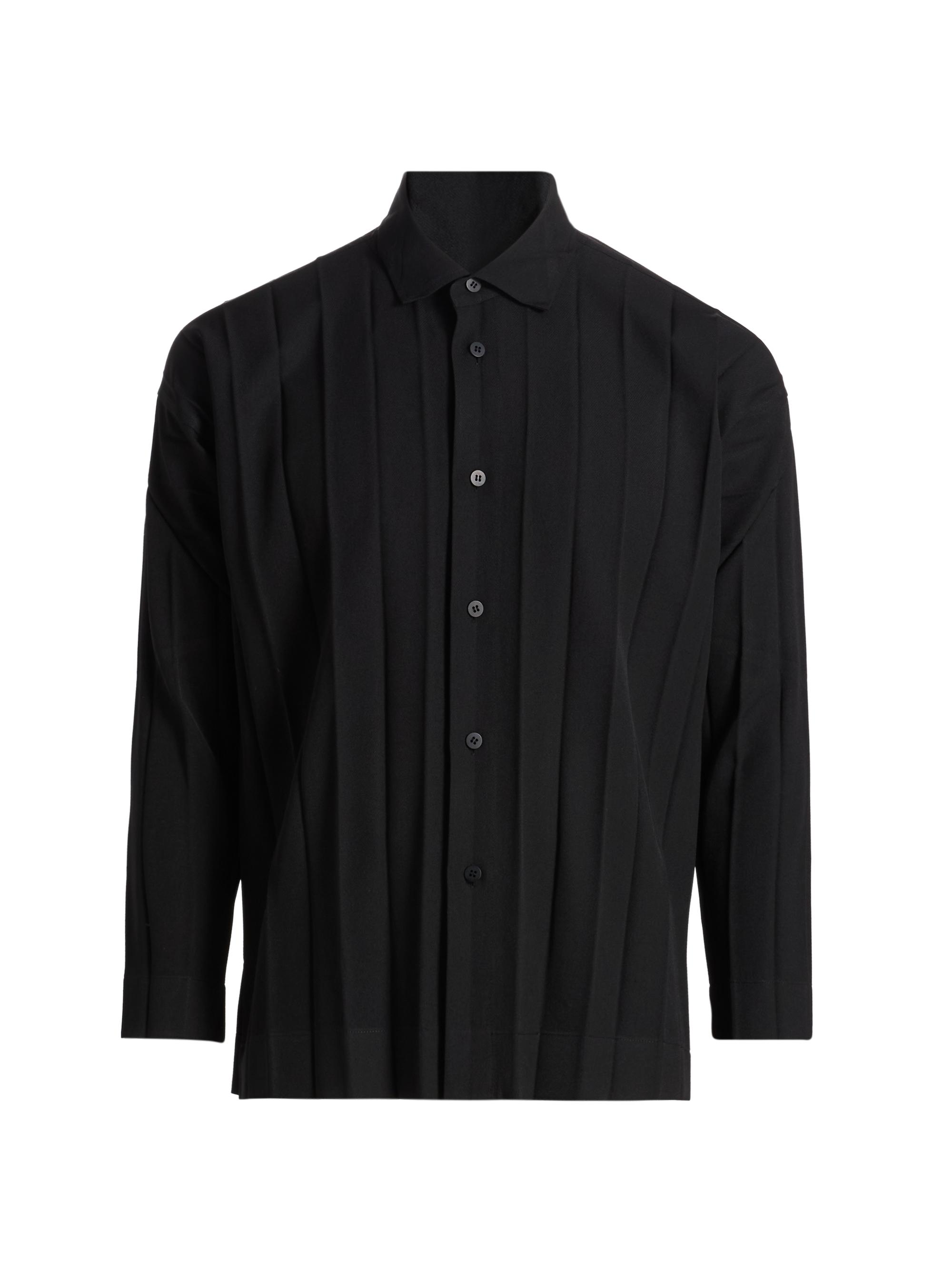 Homme Plissé Issey Miyake Men's Edge Ensemble Hand-Pleated Shirt - Black