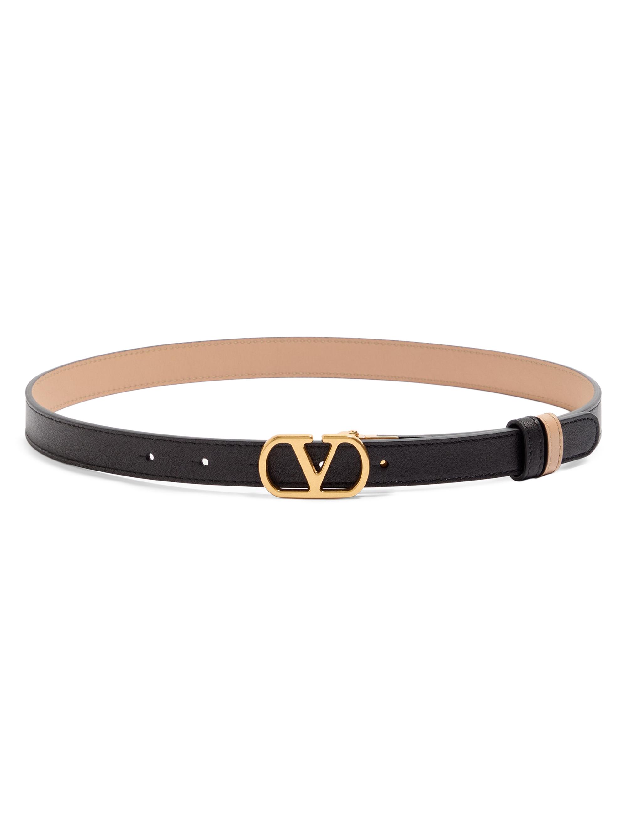 Valentino Garavani Men's VLogo Signature Reversible Shiny Calfskin Belt 20MM - Black Beige