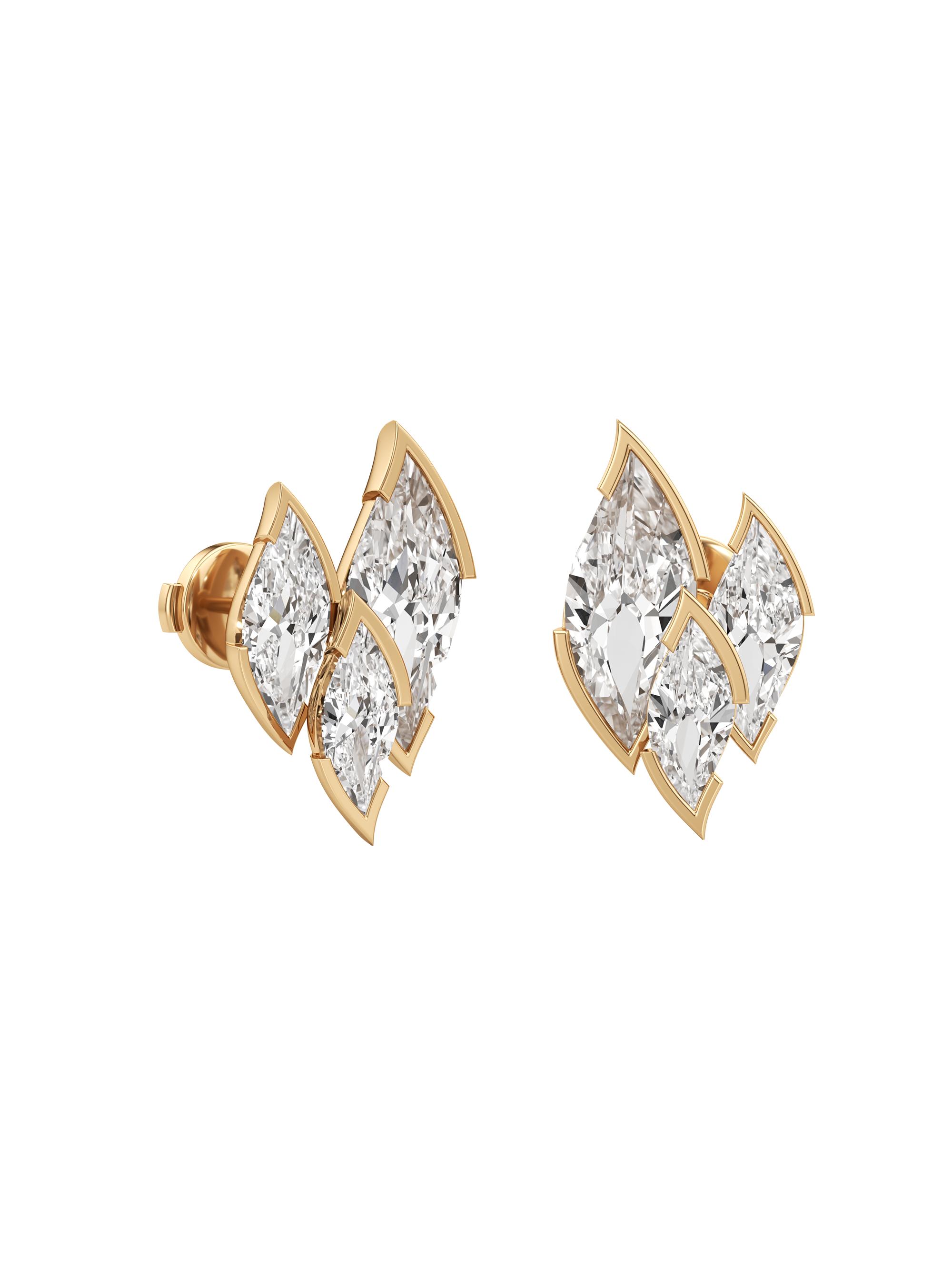 Unsaid Women's Flame 18K Yellow Gold & 3.56 TCW Lab-Grown Diamond Stud Earrings - Yellow Gold