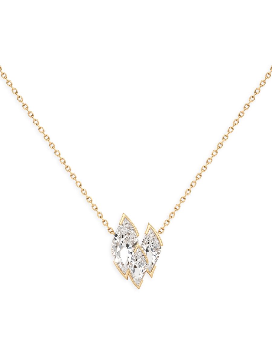 Unsaid Women's Flame 18k Yellow Gold & 1.08 Tcw Lab-grown Diamond Pendant Necklace