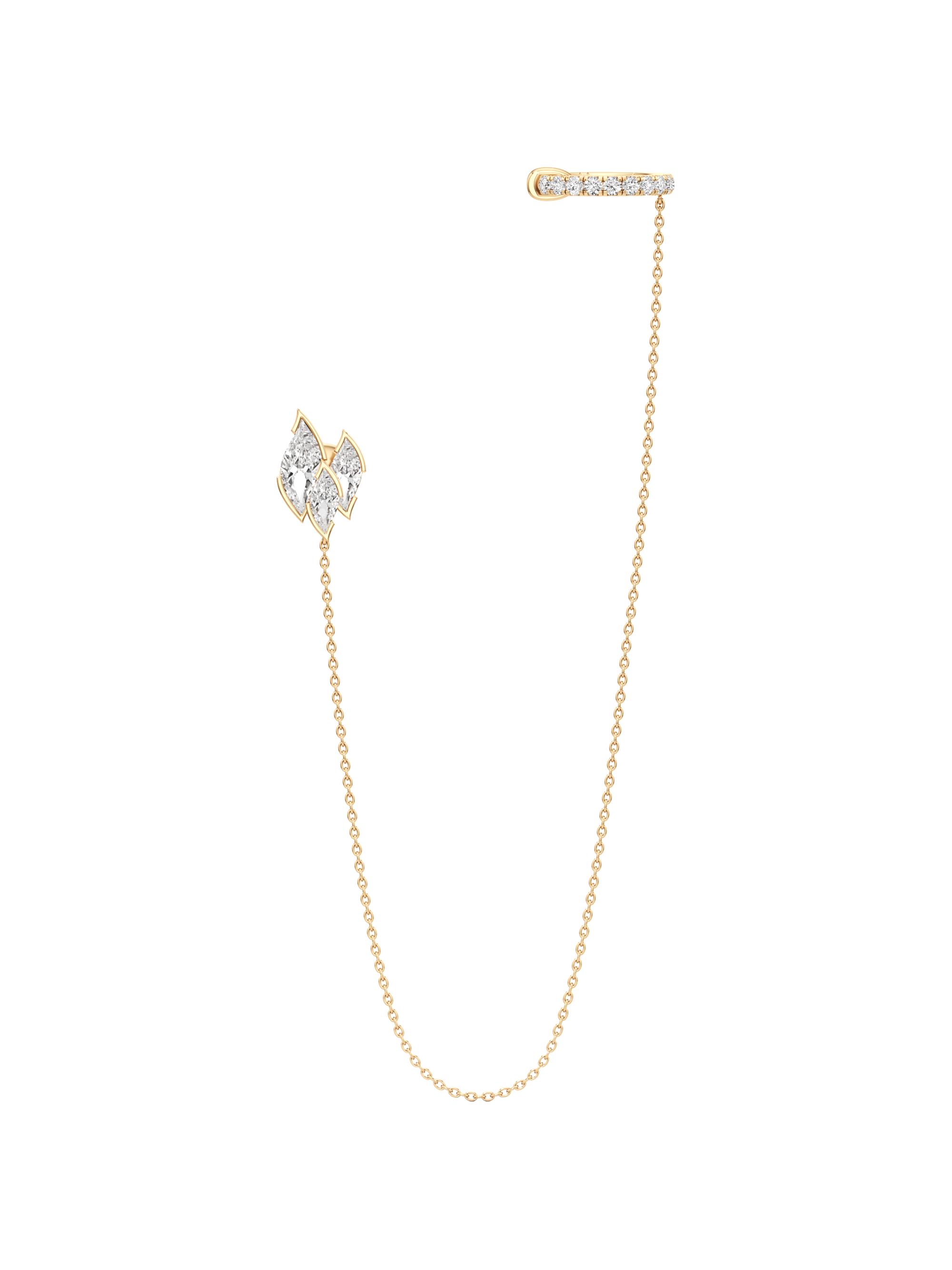 Unsaid Women's Flame 18K Yellow Gold & 0.62 TCW Lab-Grown Diamond Chain Cuff Earring - Yellow Gold