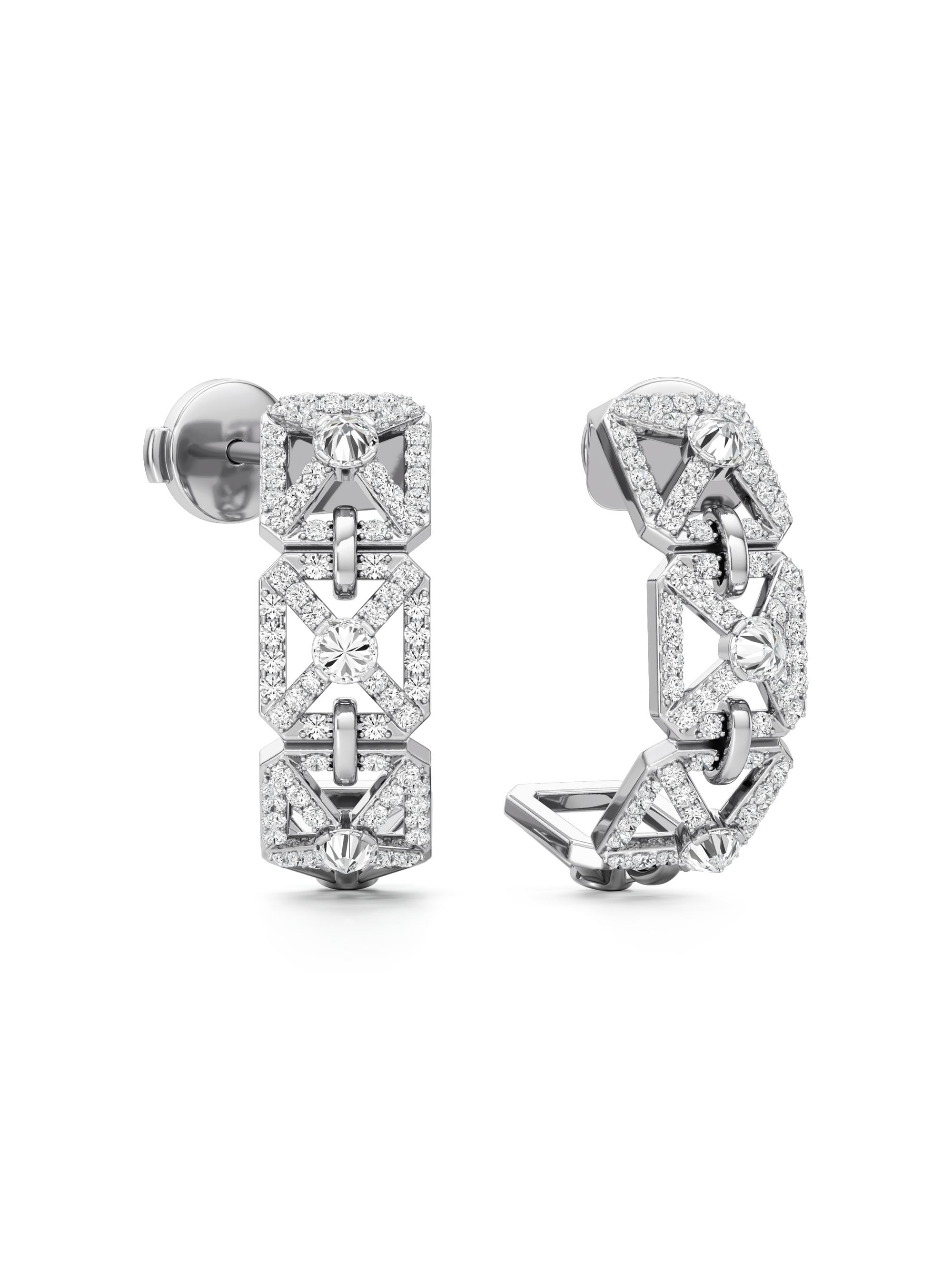Unsaid Women's Armor 18K White Gold & 0.79 TCW Lab-Grown Diamond Mini Hoop Earrings - White Gold