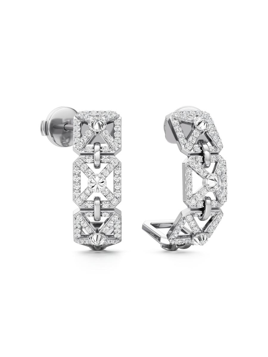 Unsaid Women's Armor 18k White Gold & 0.79 Tcw Lab-grown Diamond Mini Hoop Earrings