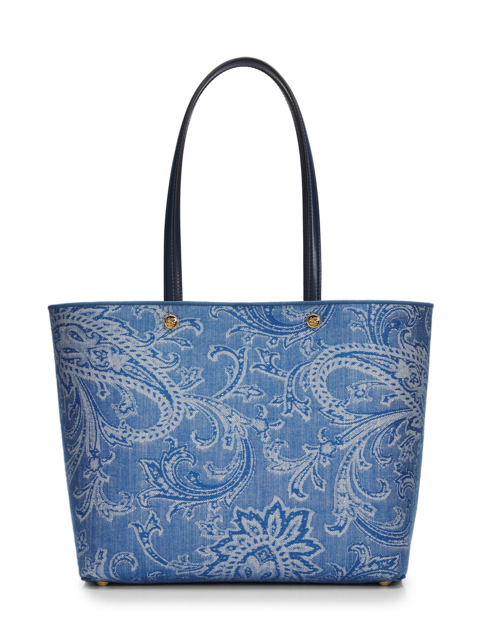 Etro Women's Essential  Paisley Denim Shopper Tote Bag - Blue Denim | Thumbnail 7