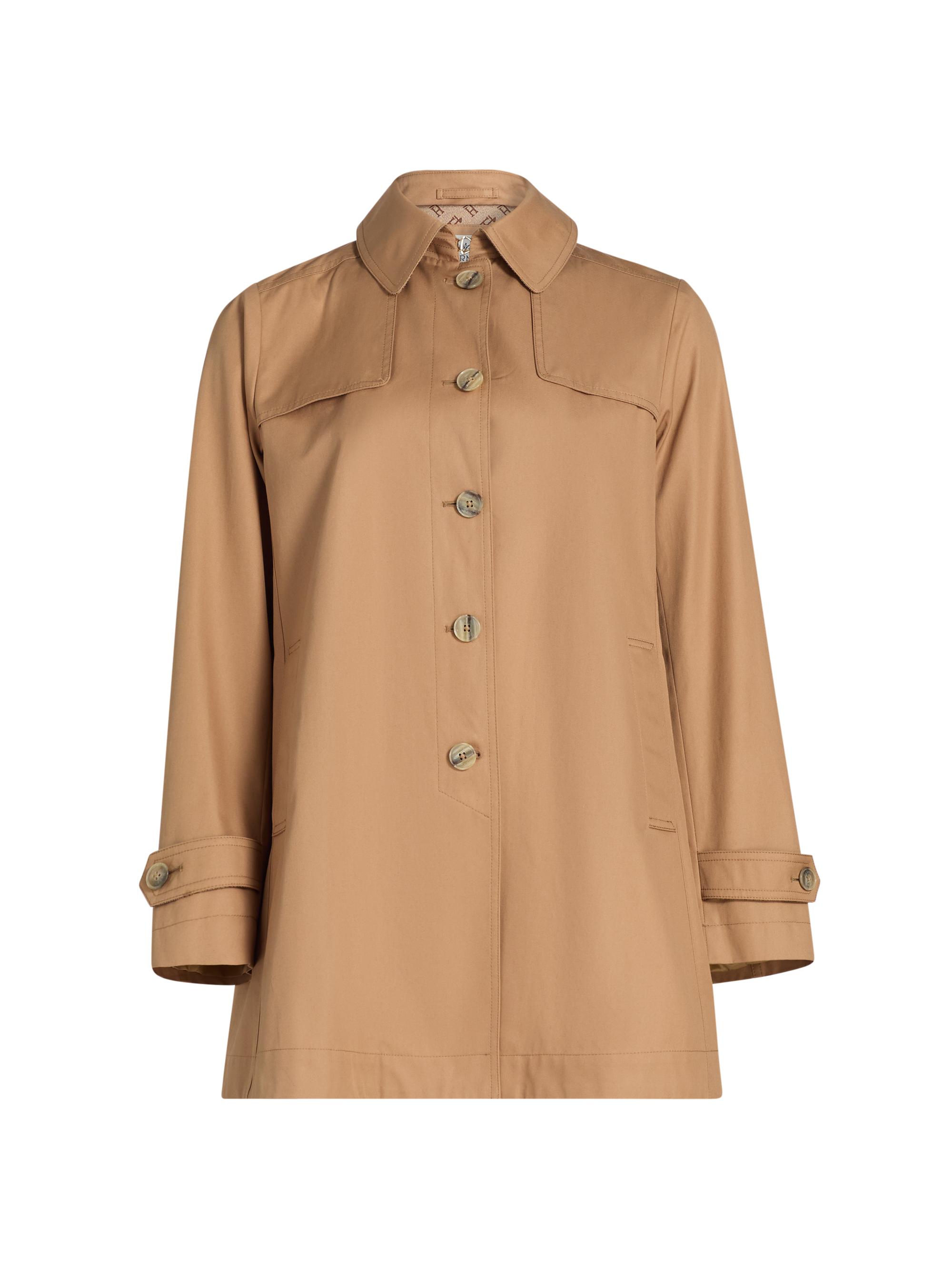 Herno Women's Logo-Trim Short Trench Coat - Camel