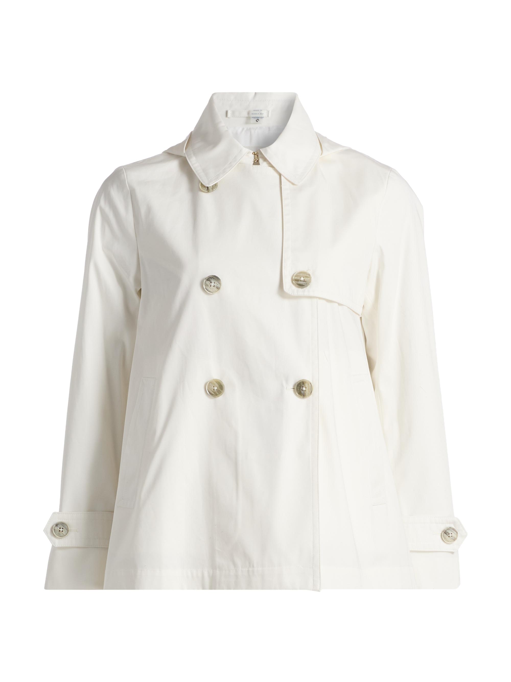 Herno Women's Hooded Cotton Short Trench Coat - White