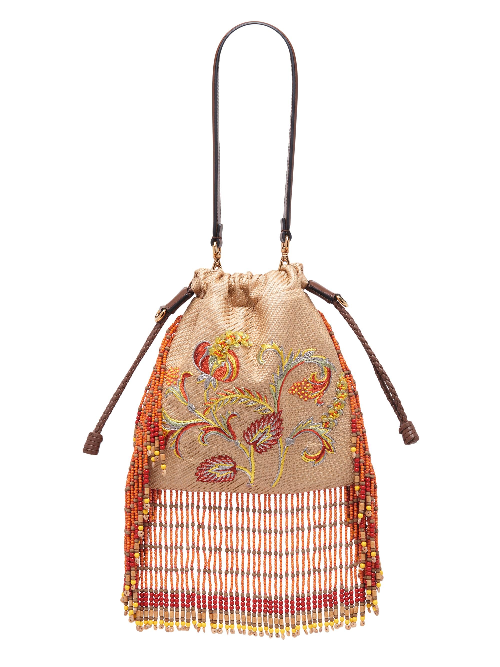 Etro Women's Kalispera Embroidered Fringe Pouch - Camel