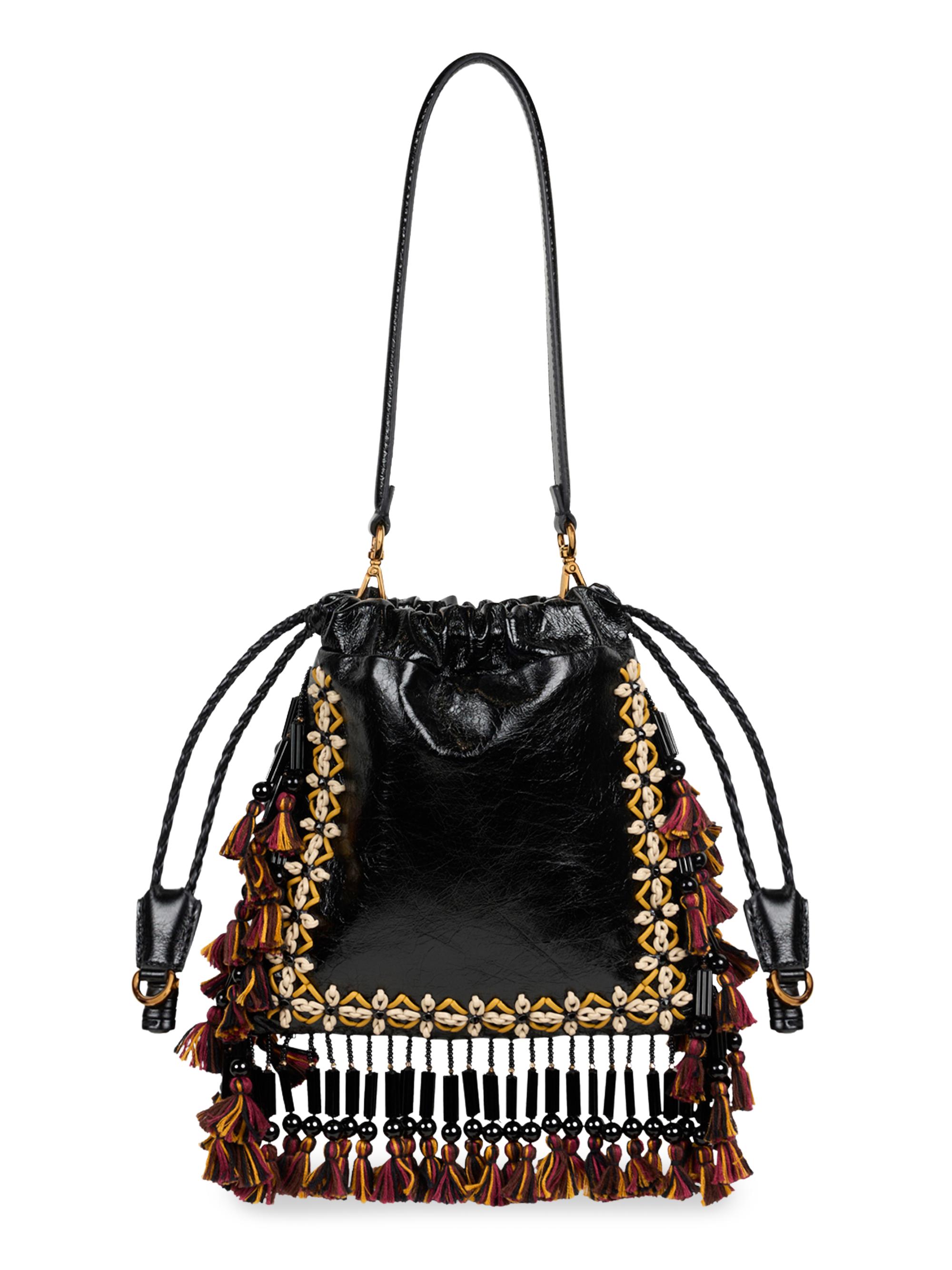 Etro Women's Kalispera Embellished Fringed Leather Bag - Black