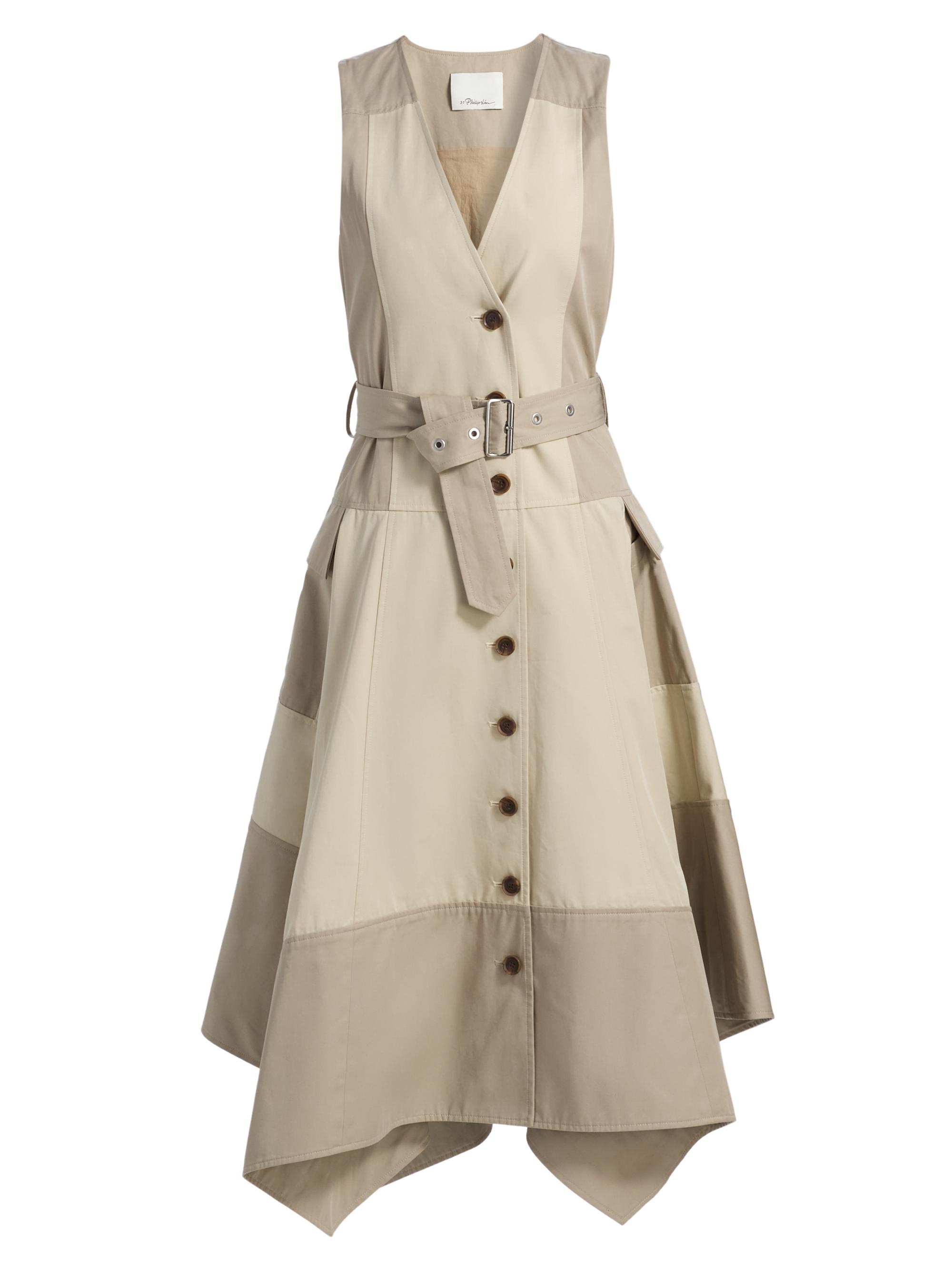 3.1 Phillip Lim Women's Patchwork Belted Utility Midi-Dress - Khaki Birch