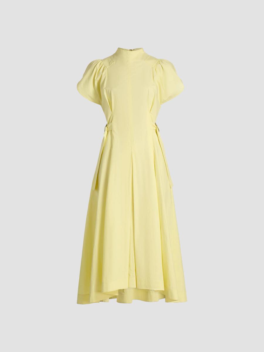 3.1 Phillip Lim Puff Sleeve Side-Tie Cotton Poplin Midi-Dress