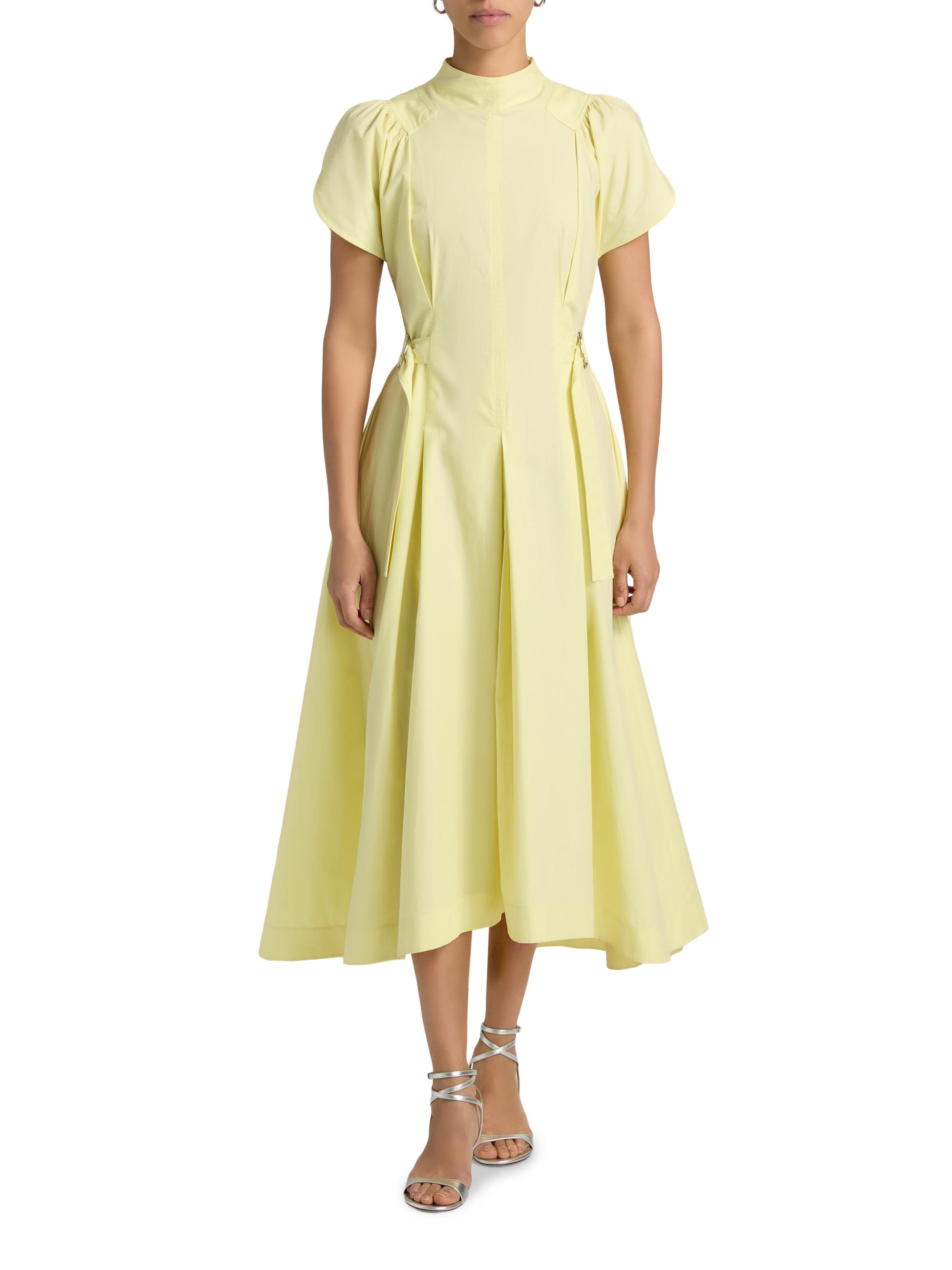 3.1 Phillip Lim Puff Sleeve Side-Tie Cotton Poplin Midi-Dress