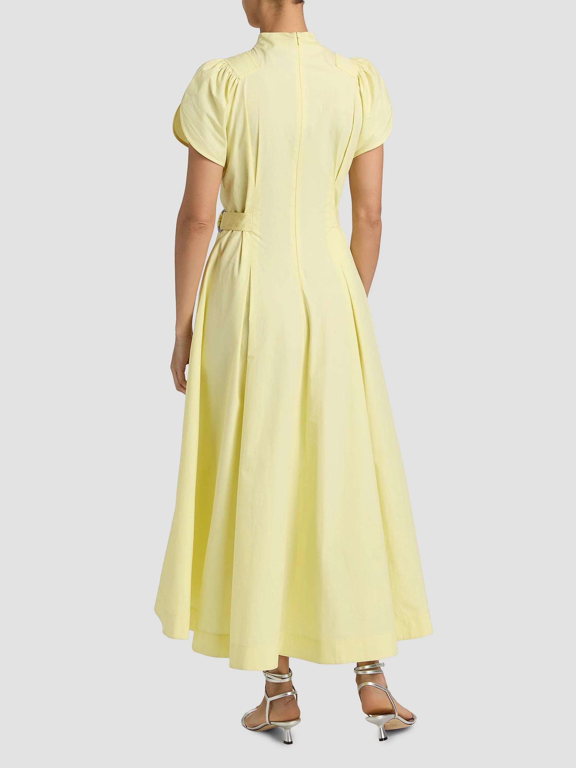 3.1 Phillip Lim Puff Sleeve Side-Tie Cotton Poplin Midi-Dress