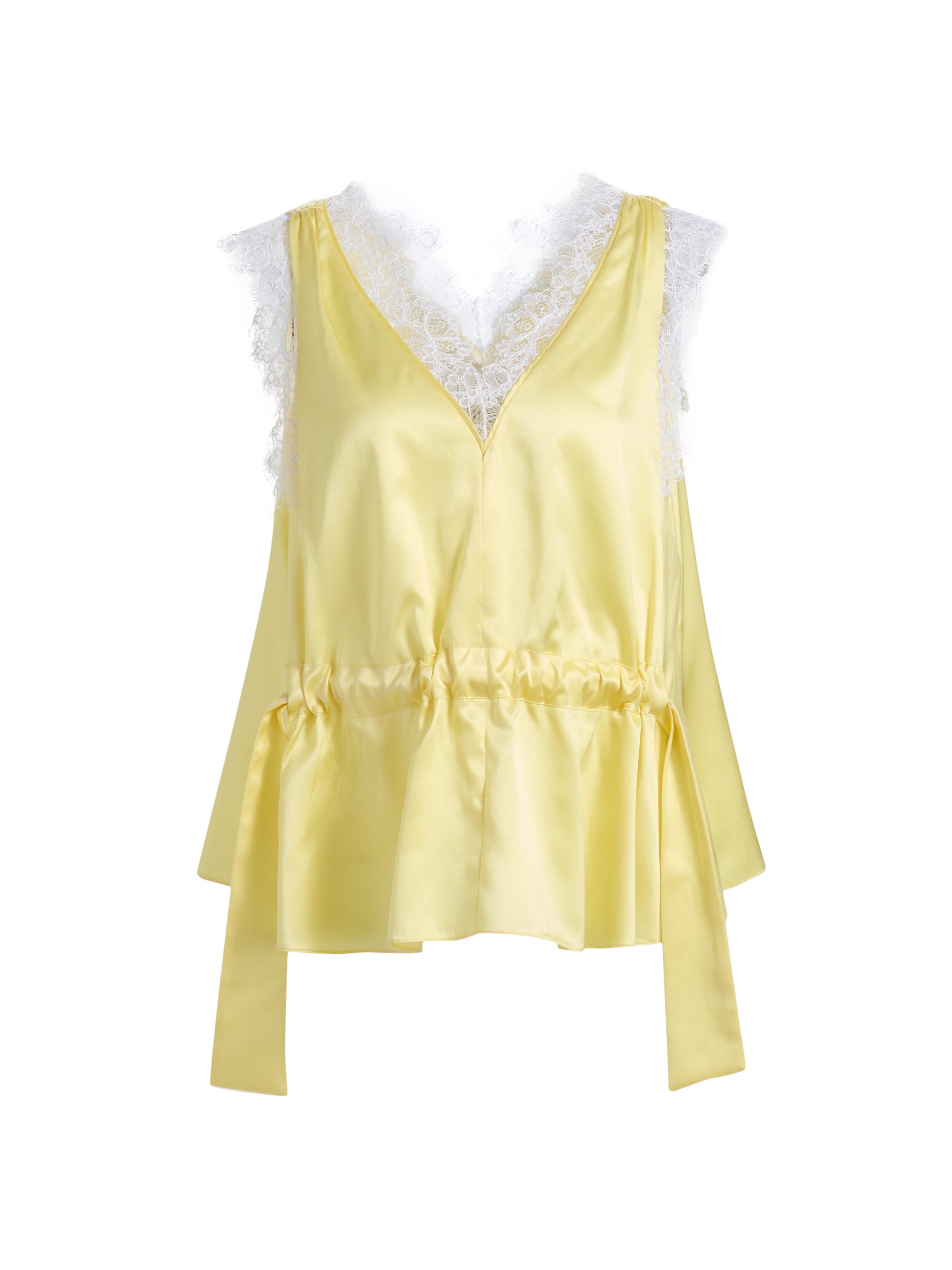 3.1 Phillip Lim Women's Lace Trim Satin V-Neck Top - Yuzu | Thumbnail 8