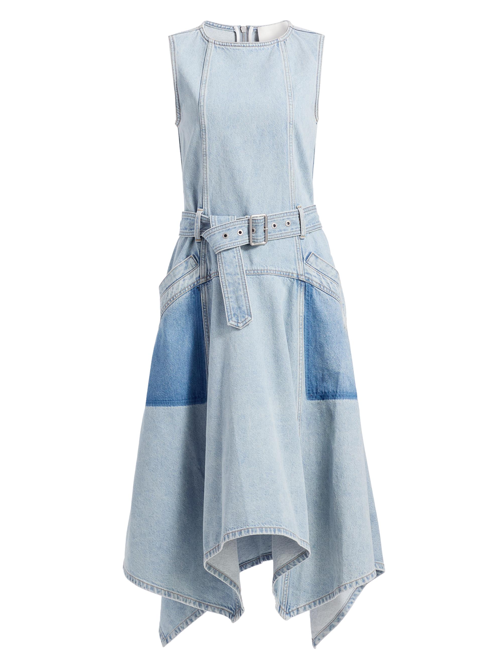 3.1 Phillip Lim Women's Ghost Patch Belted Denim Midi-Dress - Light Blue