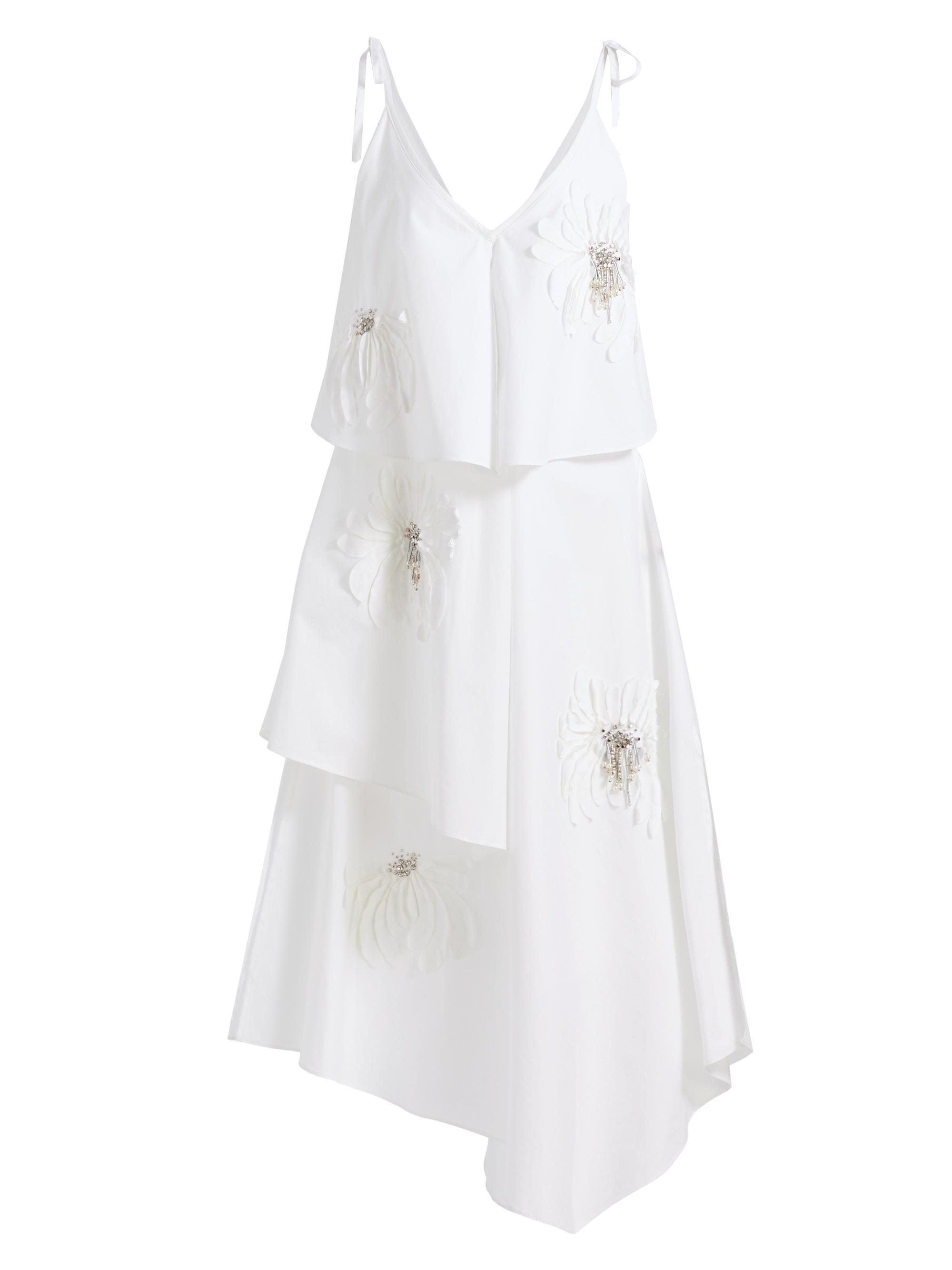 3.1 Phillip Lim Women's Floral-Appliquéd Layered Midi-Dress - White