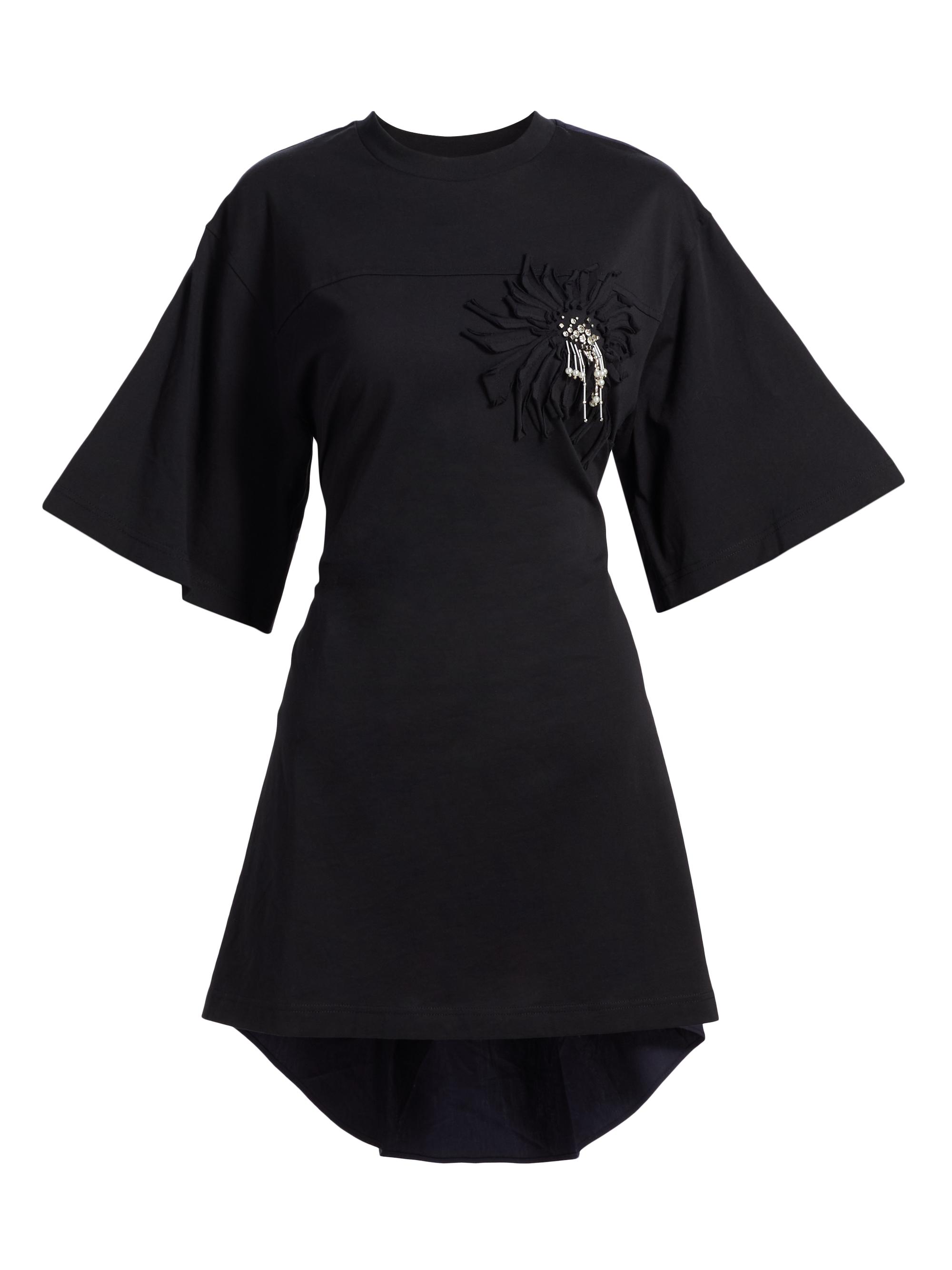 3.1 Phillip Lim Women's Floral-Appliquéd T-Shirt Dress - Black Midnight