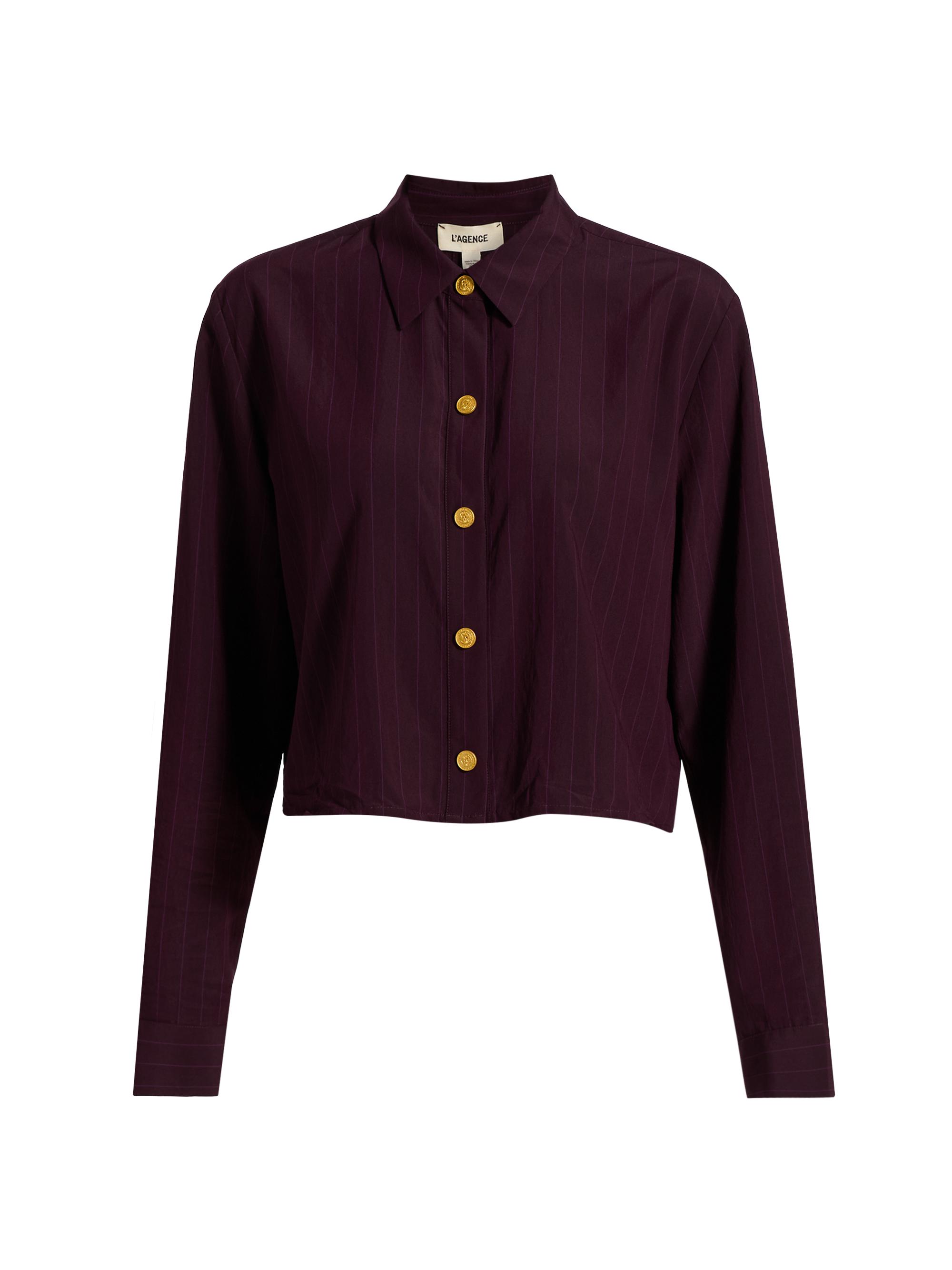 L'AGENCE Women's Cosette Pinstriped Button-Front Shirt - Dark Malbec Pinstripe