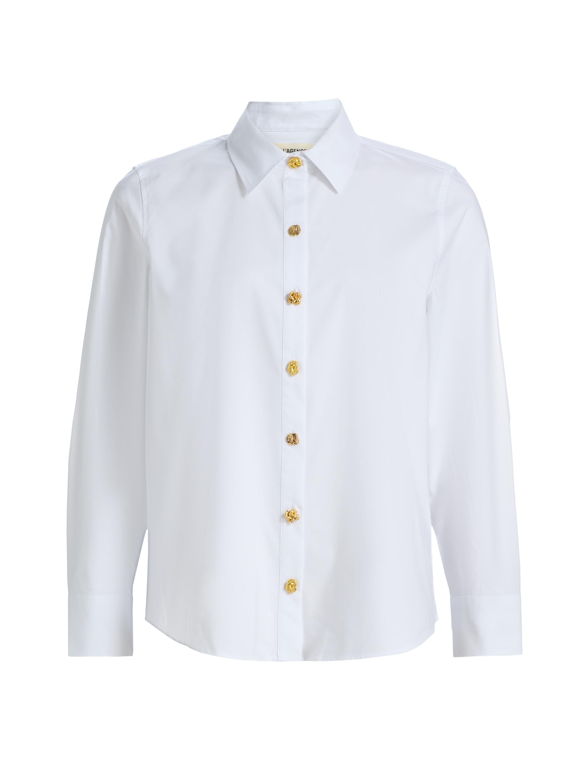L'AGENCE Women's Ellery Cotton-Blend Button-Front Blouse - White Mix Gold
