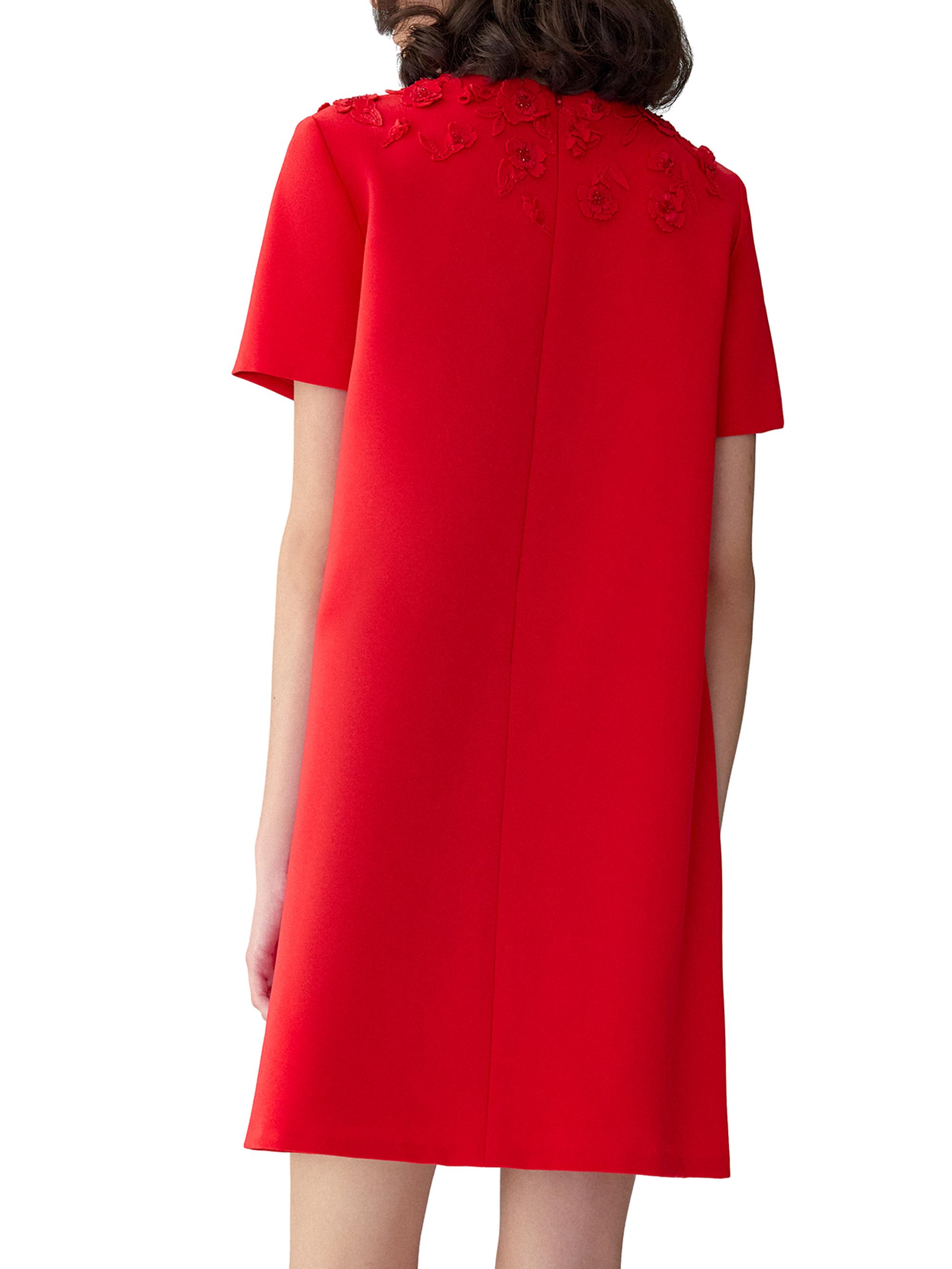 carolina herrera embroidered floral shift dress Carolina Herrera Floral-Embroidered Bow Sleeveless Mini Shift Dress