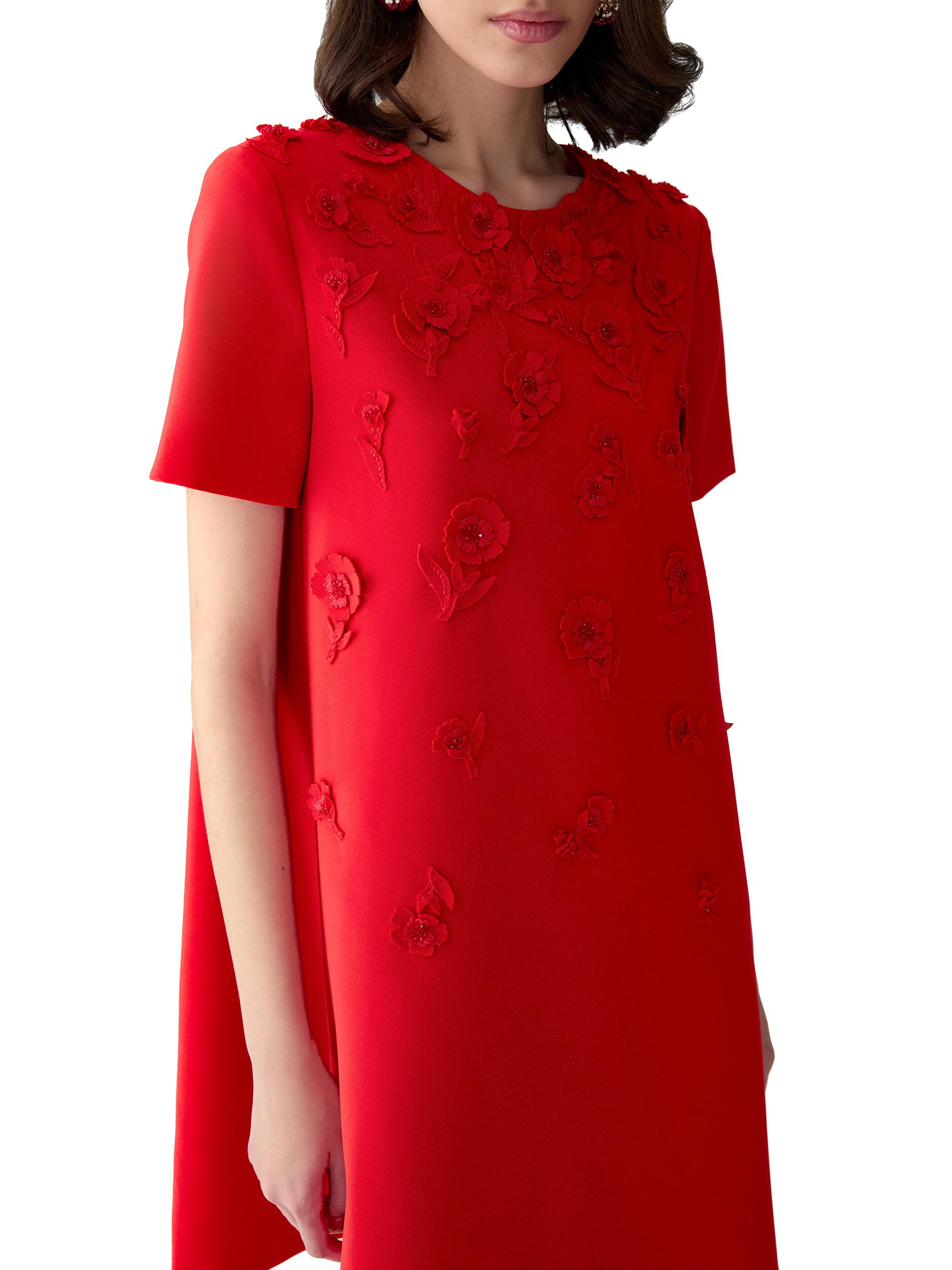 carolina herrera embroidered floral shift dress Carolina Herrera Carnation-Embroidered Mini Dress
