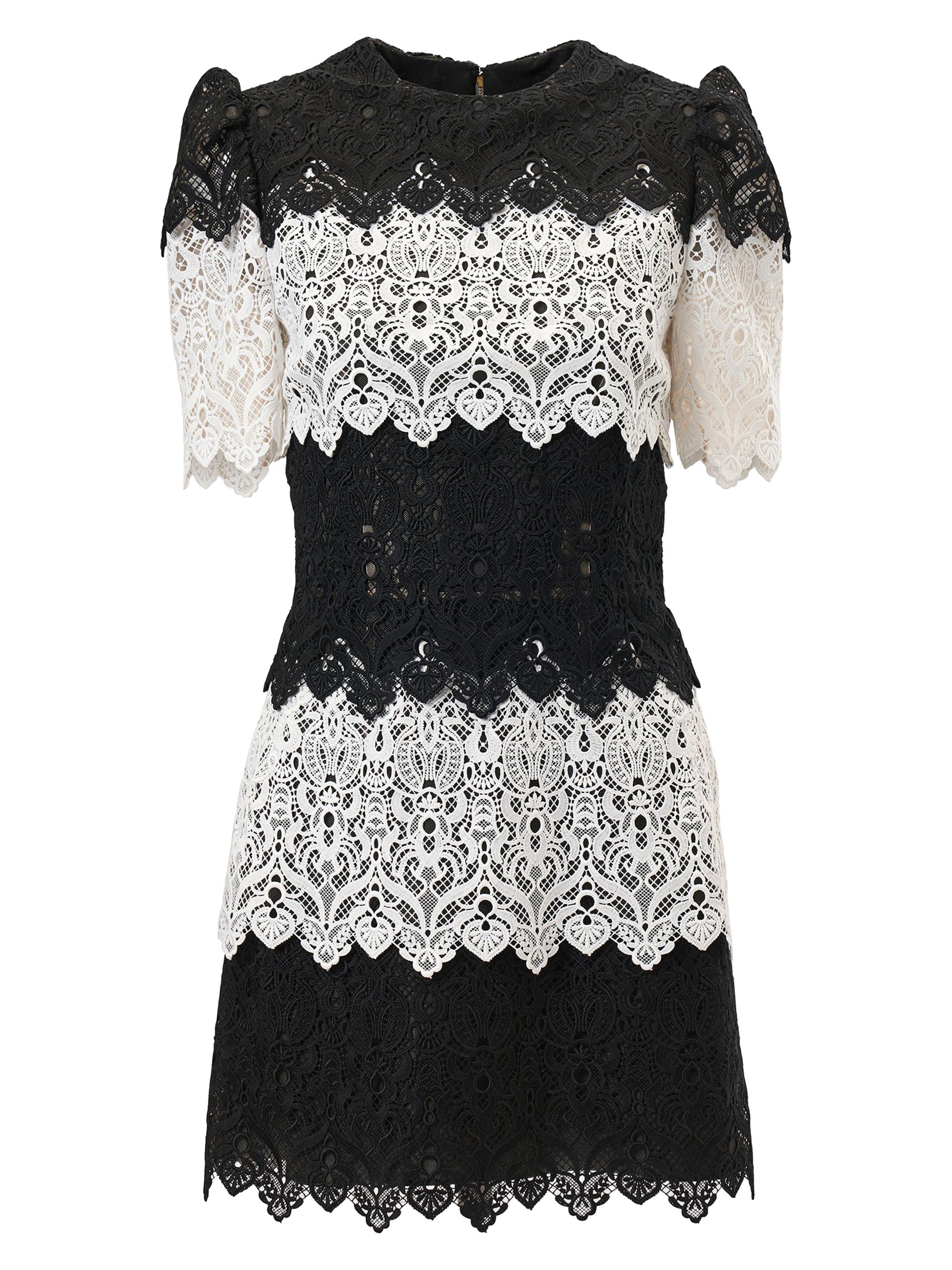 Carolina Herrera Women's Striped Lace A-Line Minidress - Black White