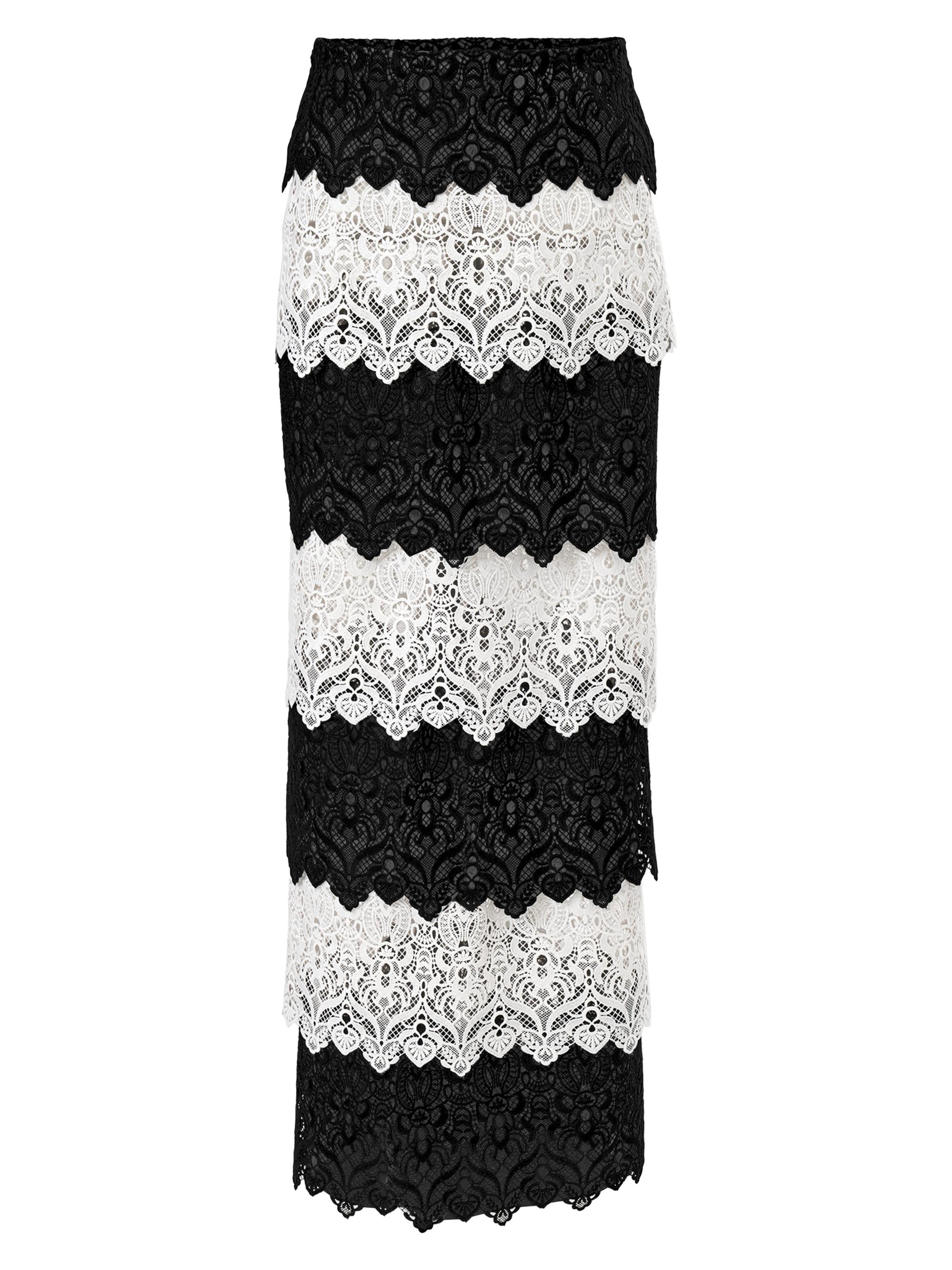 Carolina Herrera Women's Striped Lace Maxi Pencil Skirt - Black White