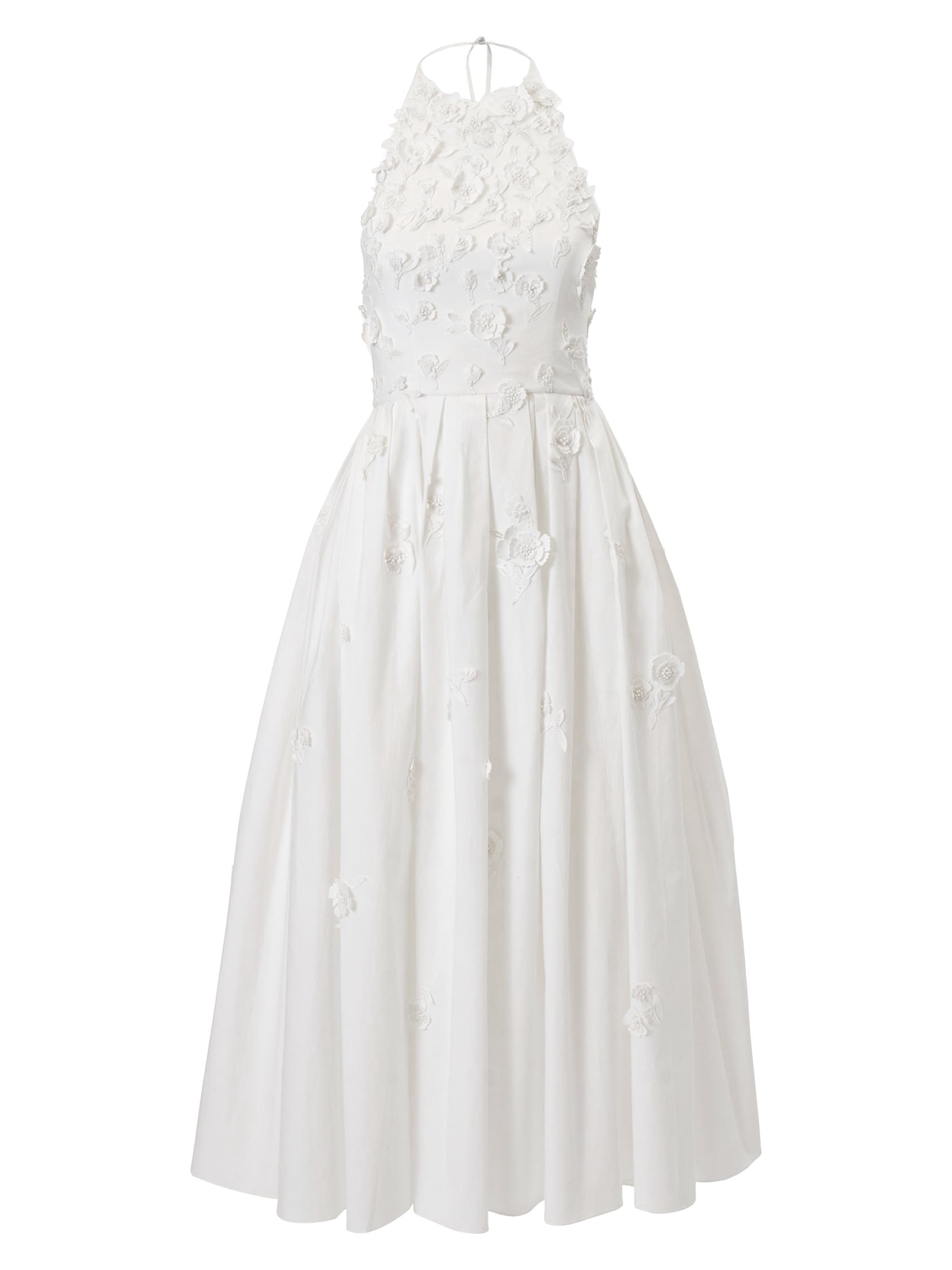 Carolina Herrera Women's Floral Appliqué Halter Cocktail Dress - White