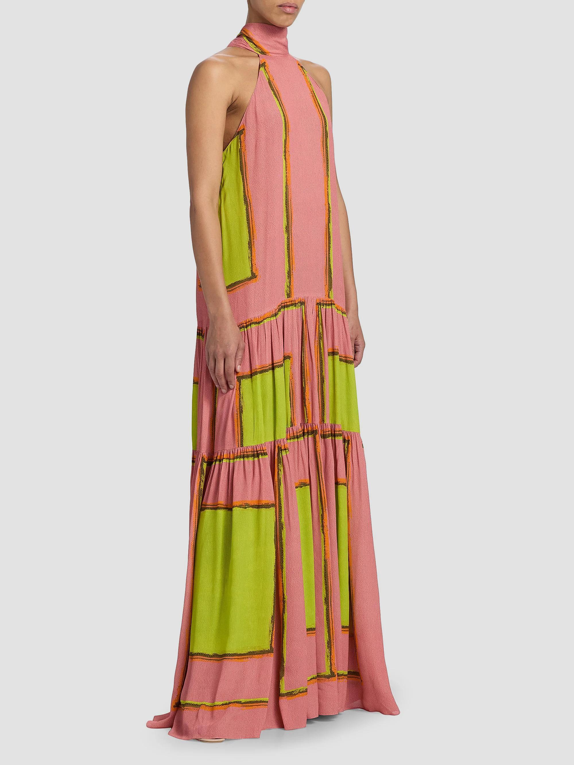 Silvia Tcherassi Dorelia Geometric Halterneck Maxi Dress | Saks