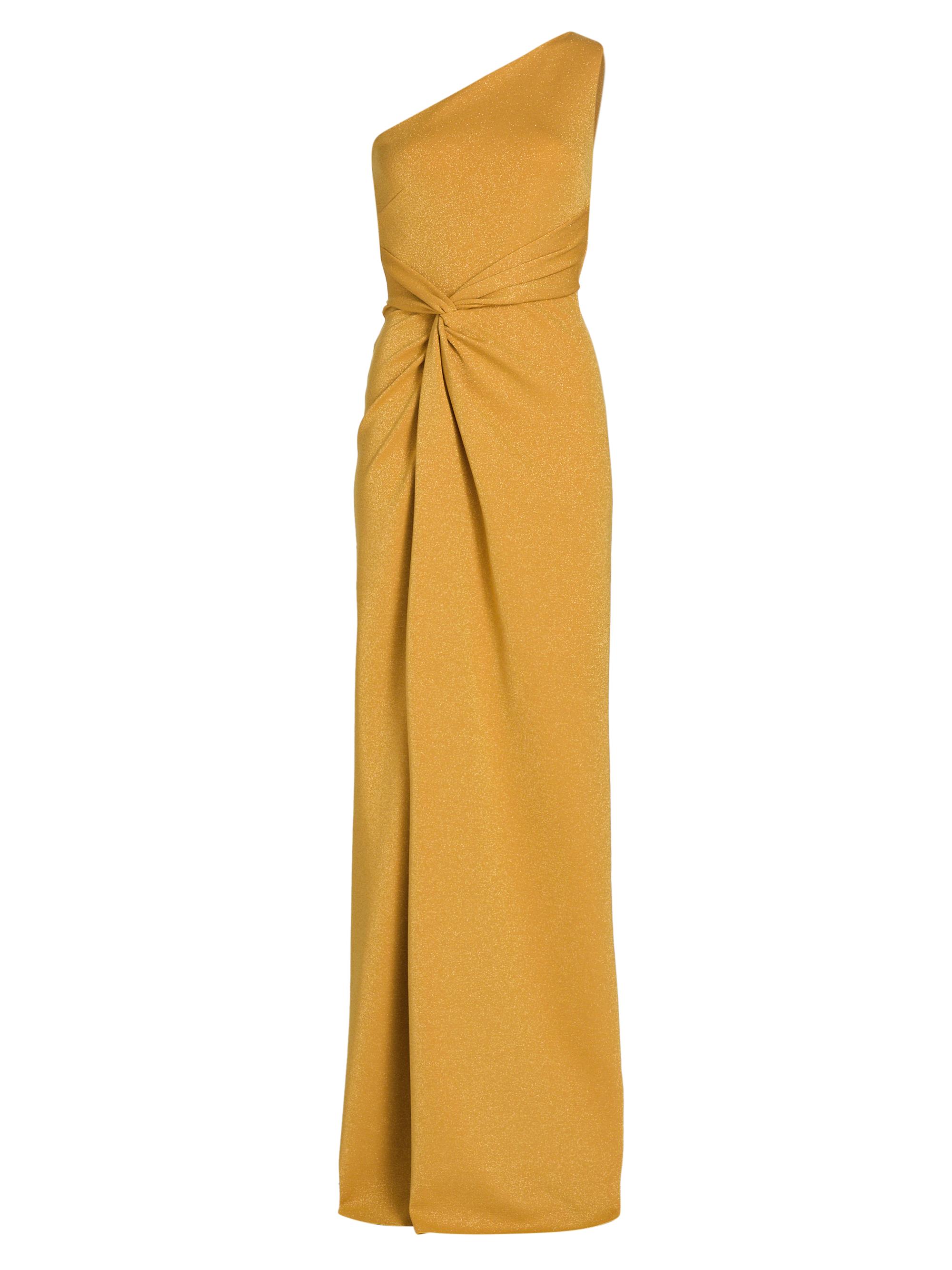 Chiara Boni La Petite Robe Women's Otsu Sugar Twist-Front Jersey One-Shoulder Gown - Bright Gold