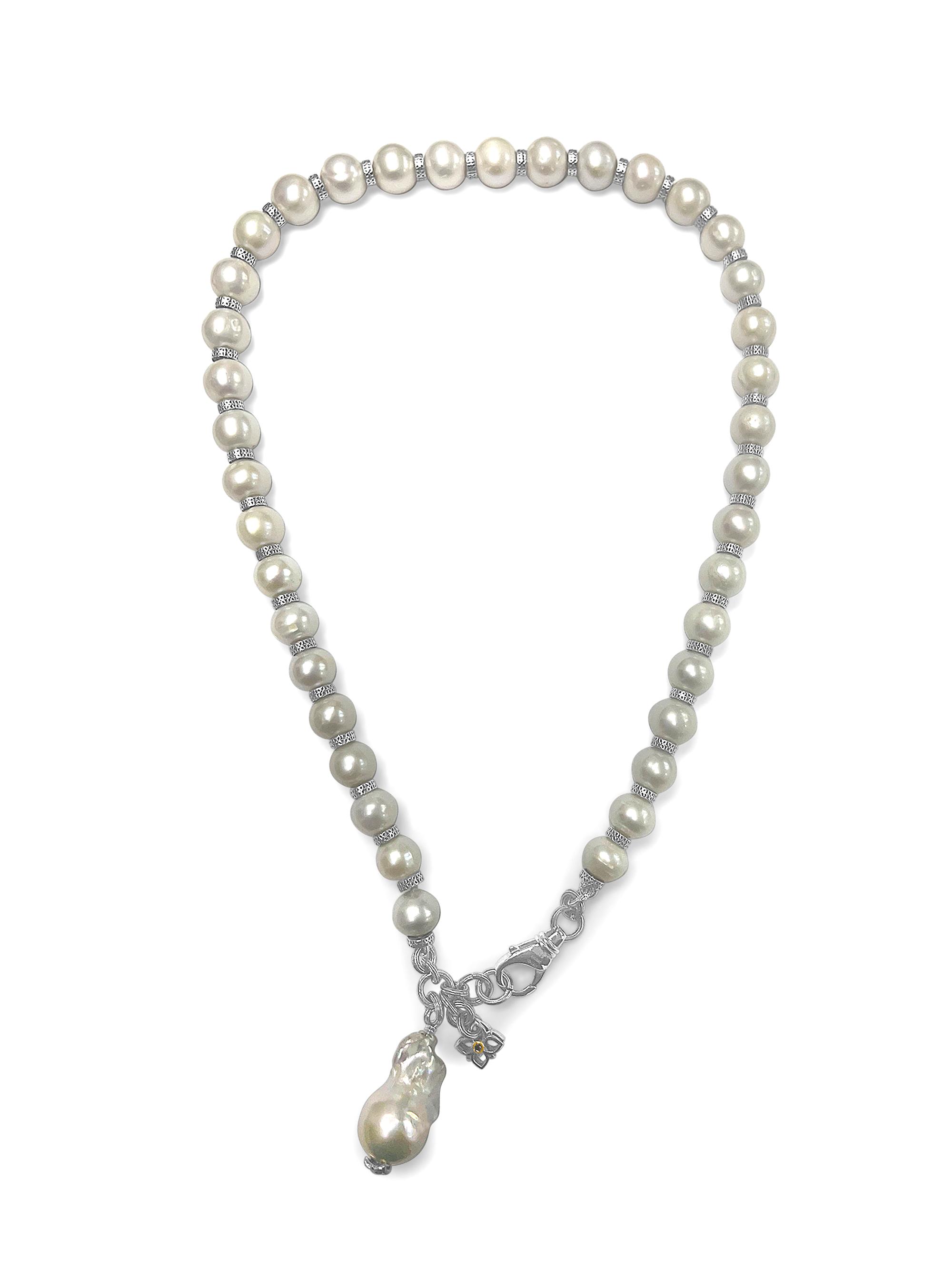 Stephen Dweck Women's Pearlicious Sterling Silver, Cultured Pearl & 0.01 TCW Diamond Necklace - Silver