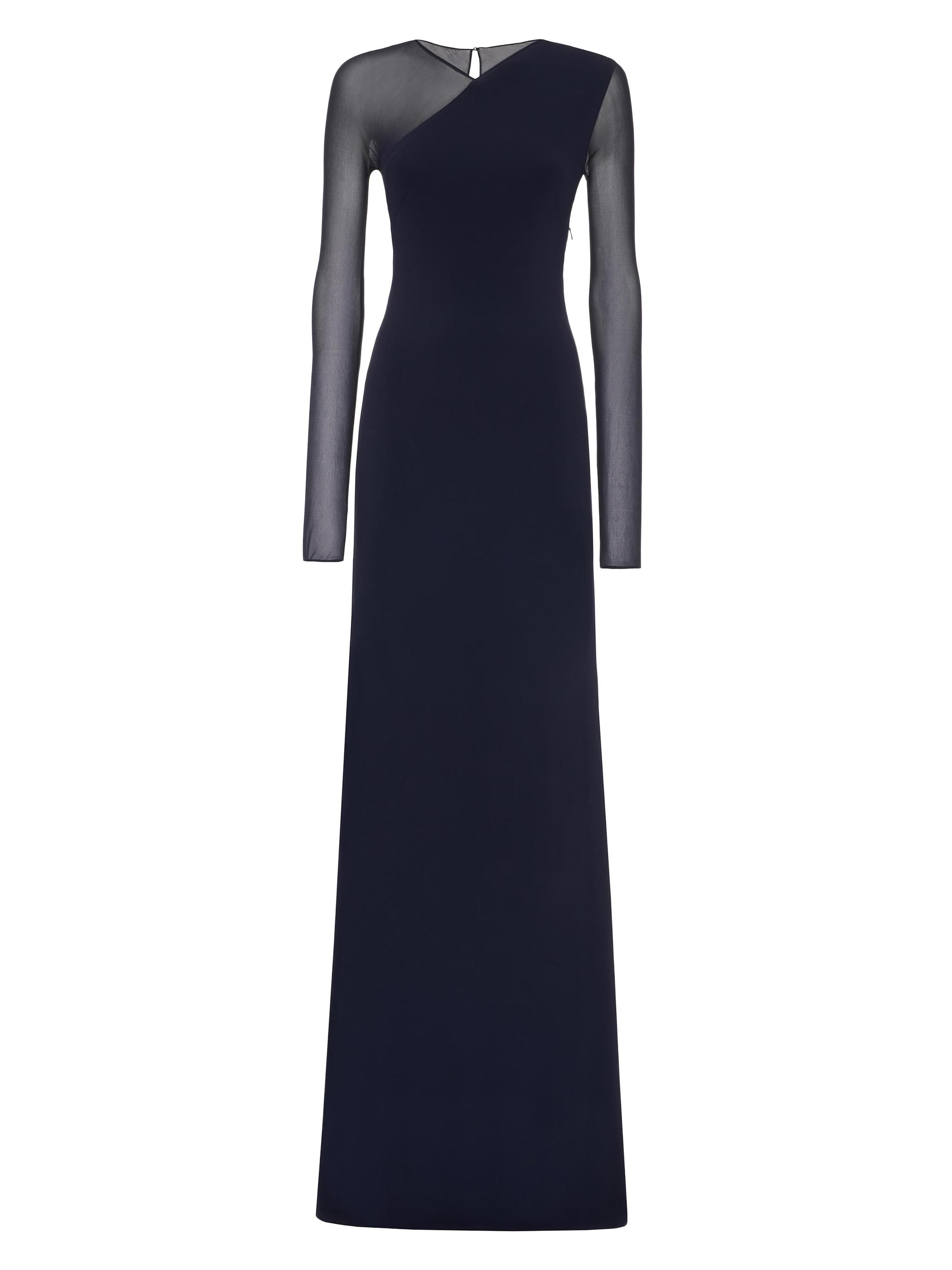 Ralph Lauren Collection Women's Brynn Sheer Sleeve Column Gown - Icon Navy