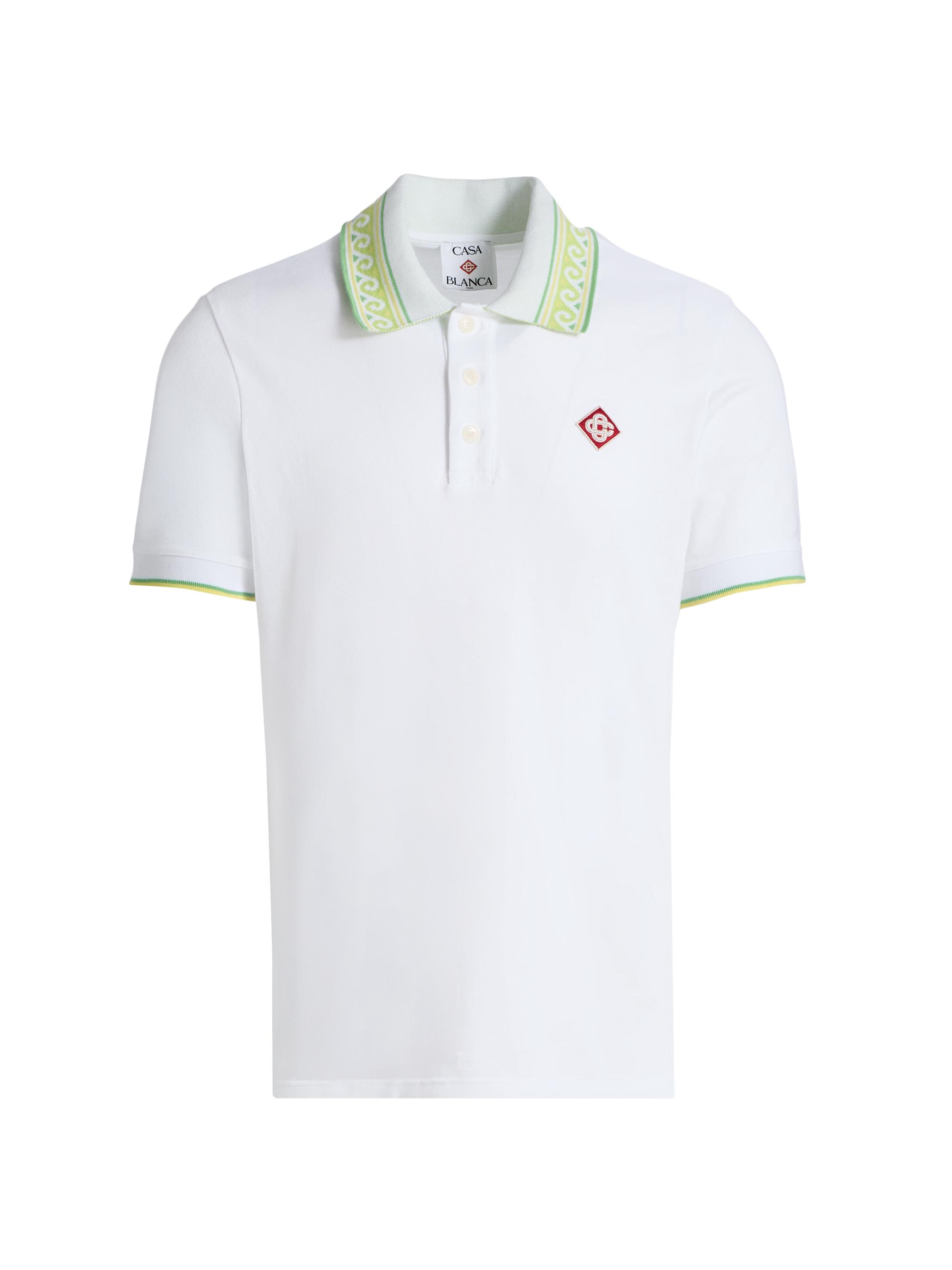 Casablanca Men's Laurel Contrast-Trim Polo Shirt - Textured Pique