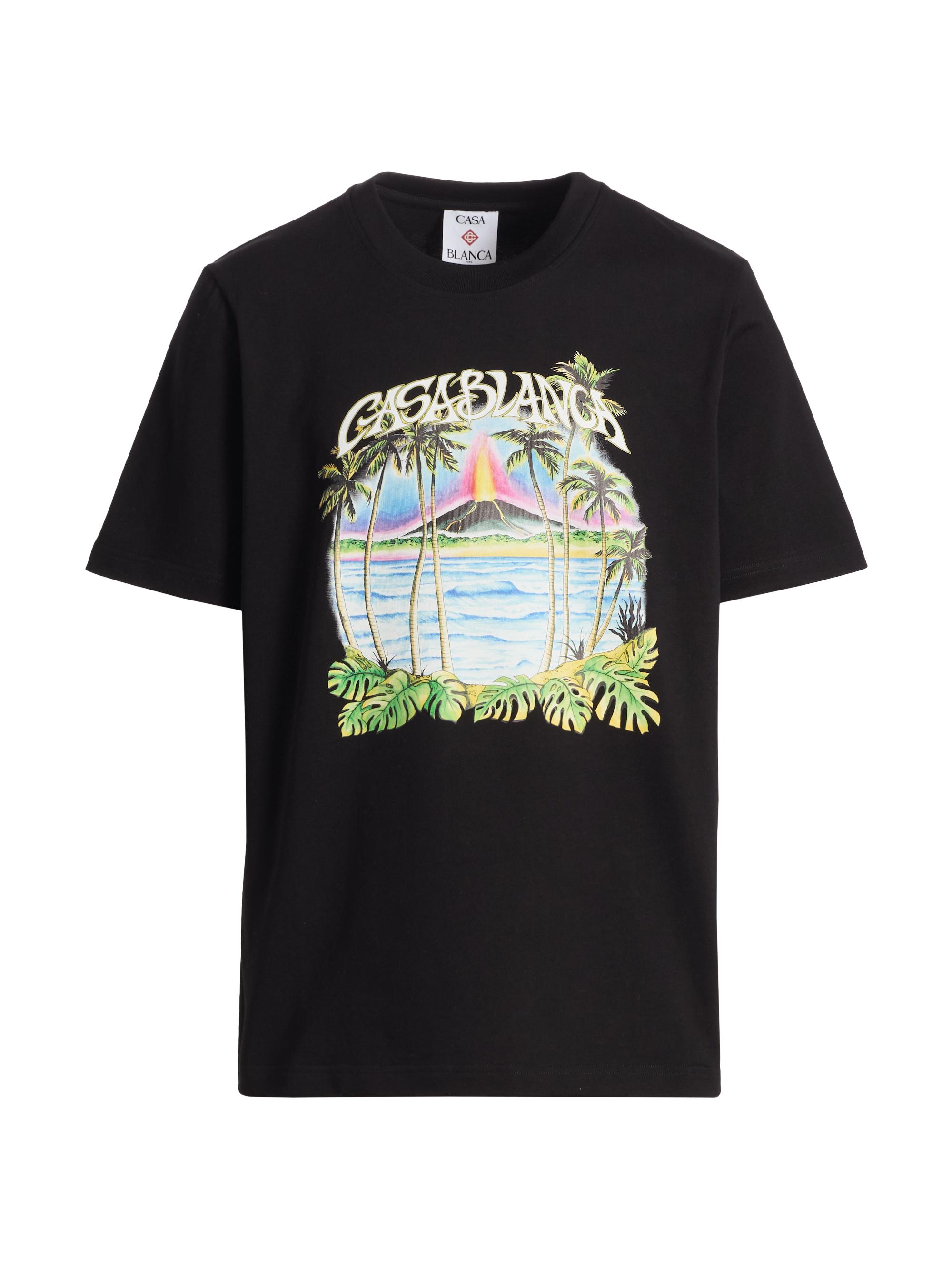 Casablanca Men's Volcano Logo-Print Classic T-Shirt - Black Jersey