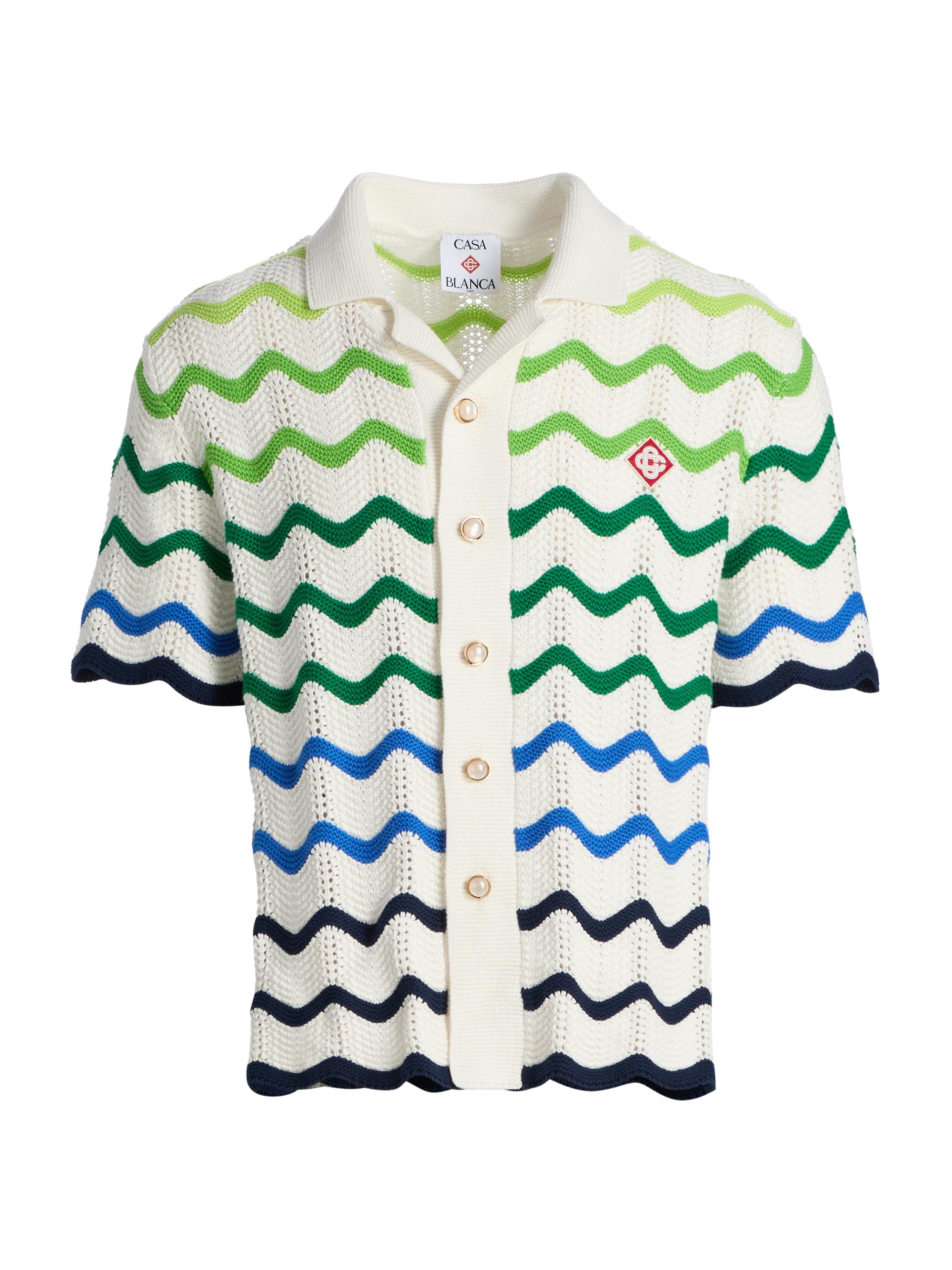 Casablanca Men's Wave Knit Button-Front Shirt - Cotton