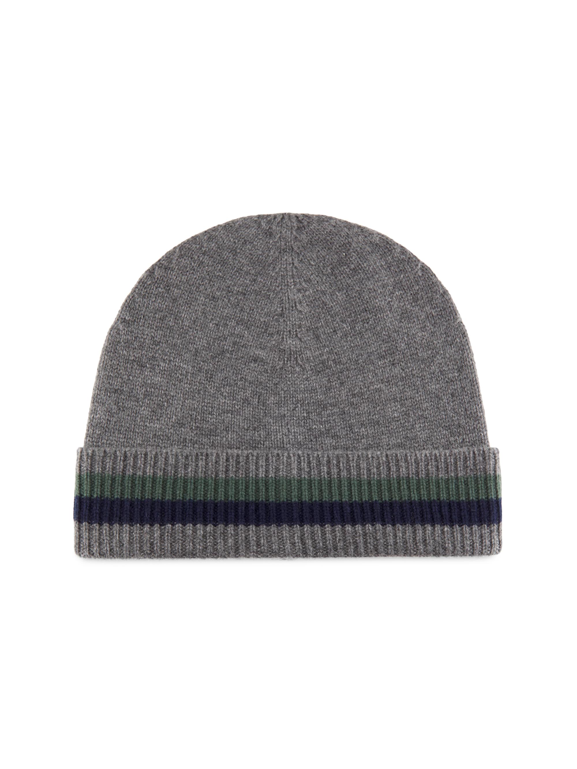 Robert Barakett Men's Striped-Cuff Cashmere Beanie - Grey